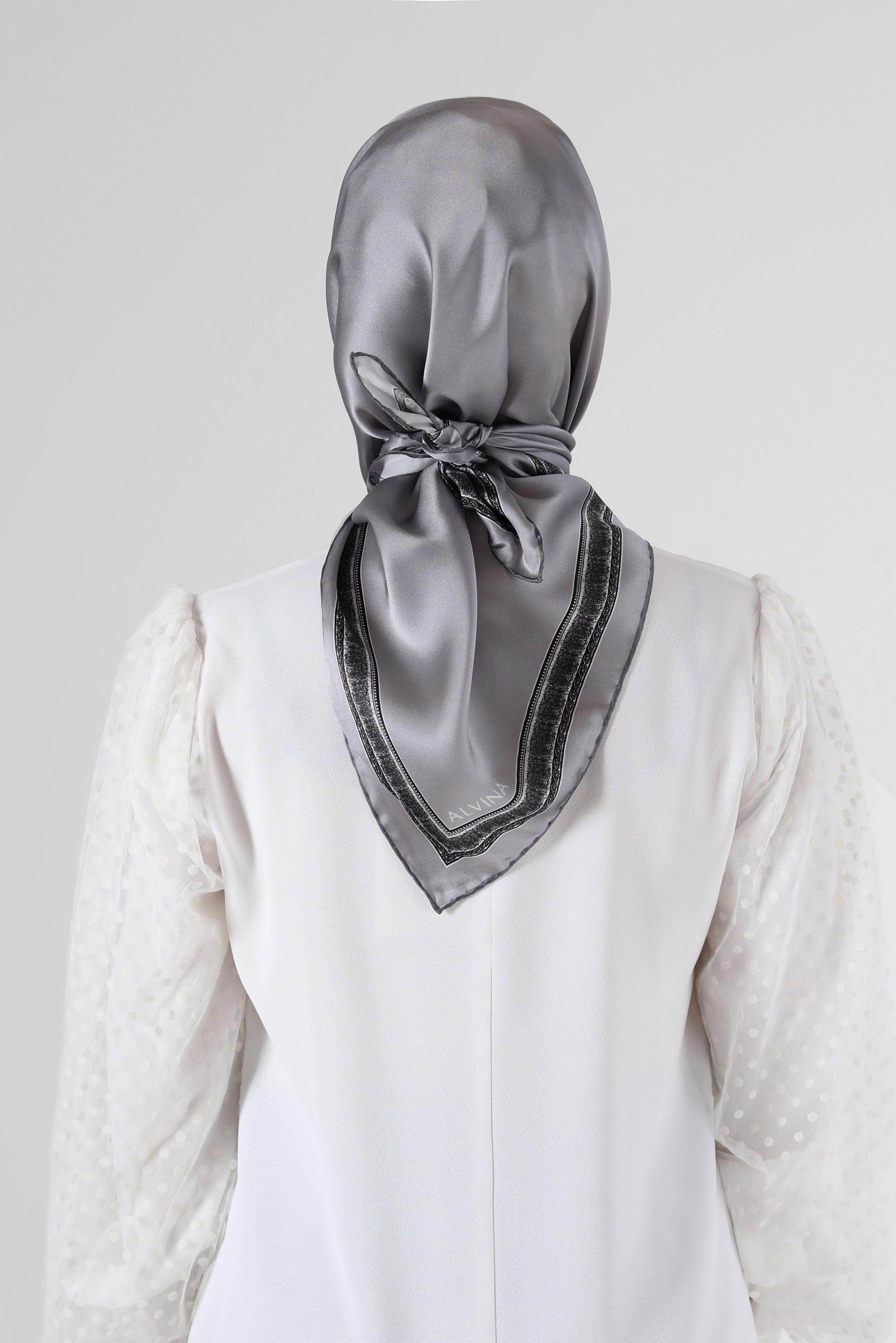 Hijab clothing GREY ALVİNA SILK SCARF 6661 