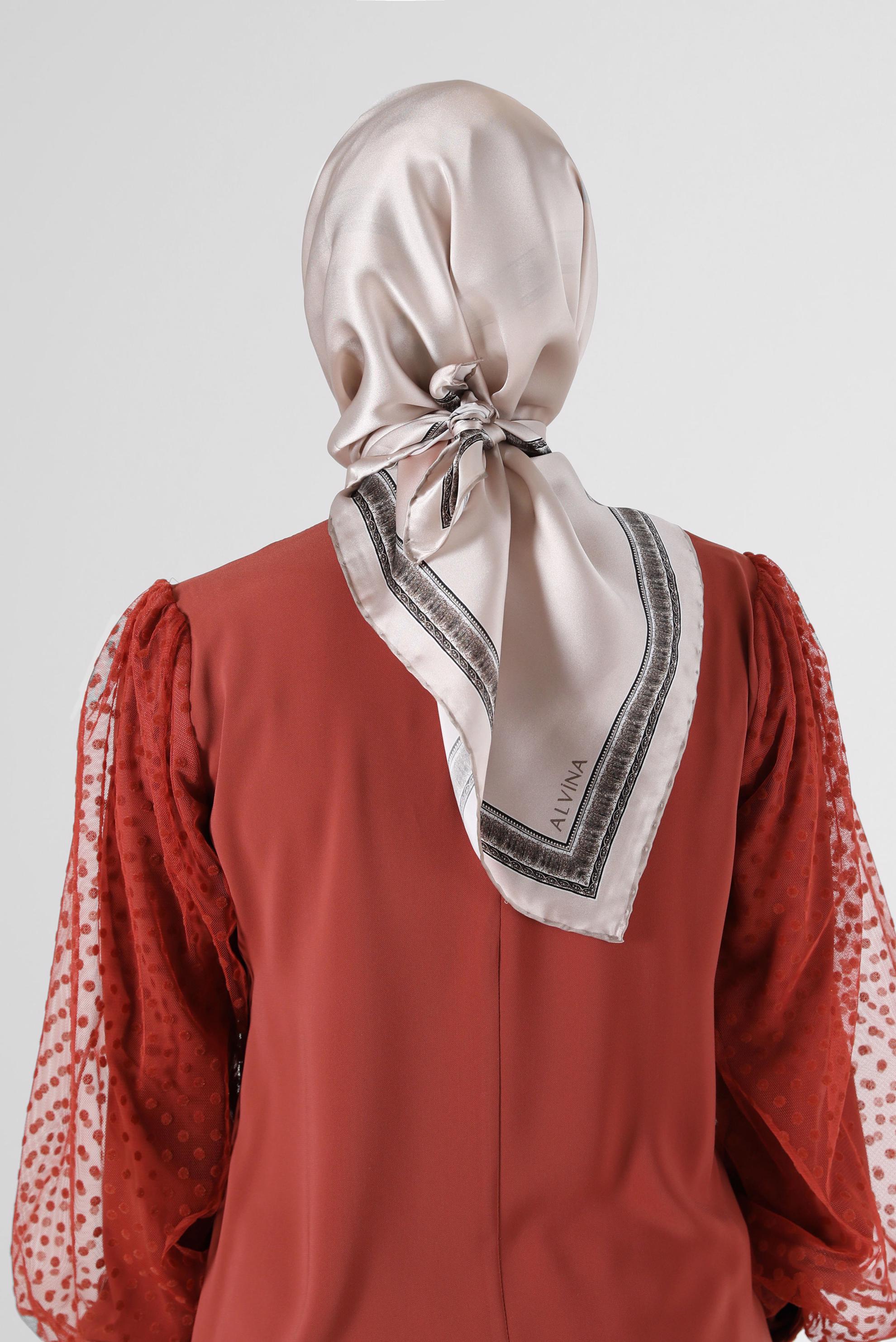 Hijab clothing ECRU ALVİNA SILK SCARF 6661 