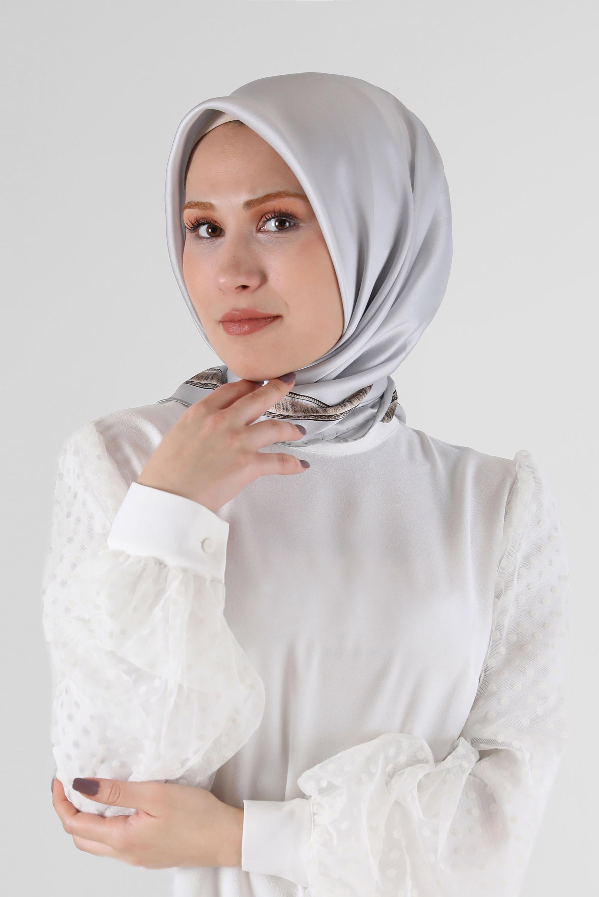 Hijab clothing SILVER ALVİNA SILK SCARF 6661 