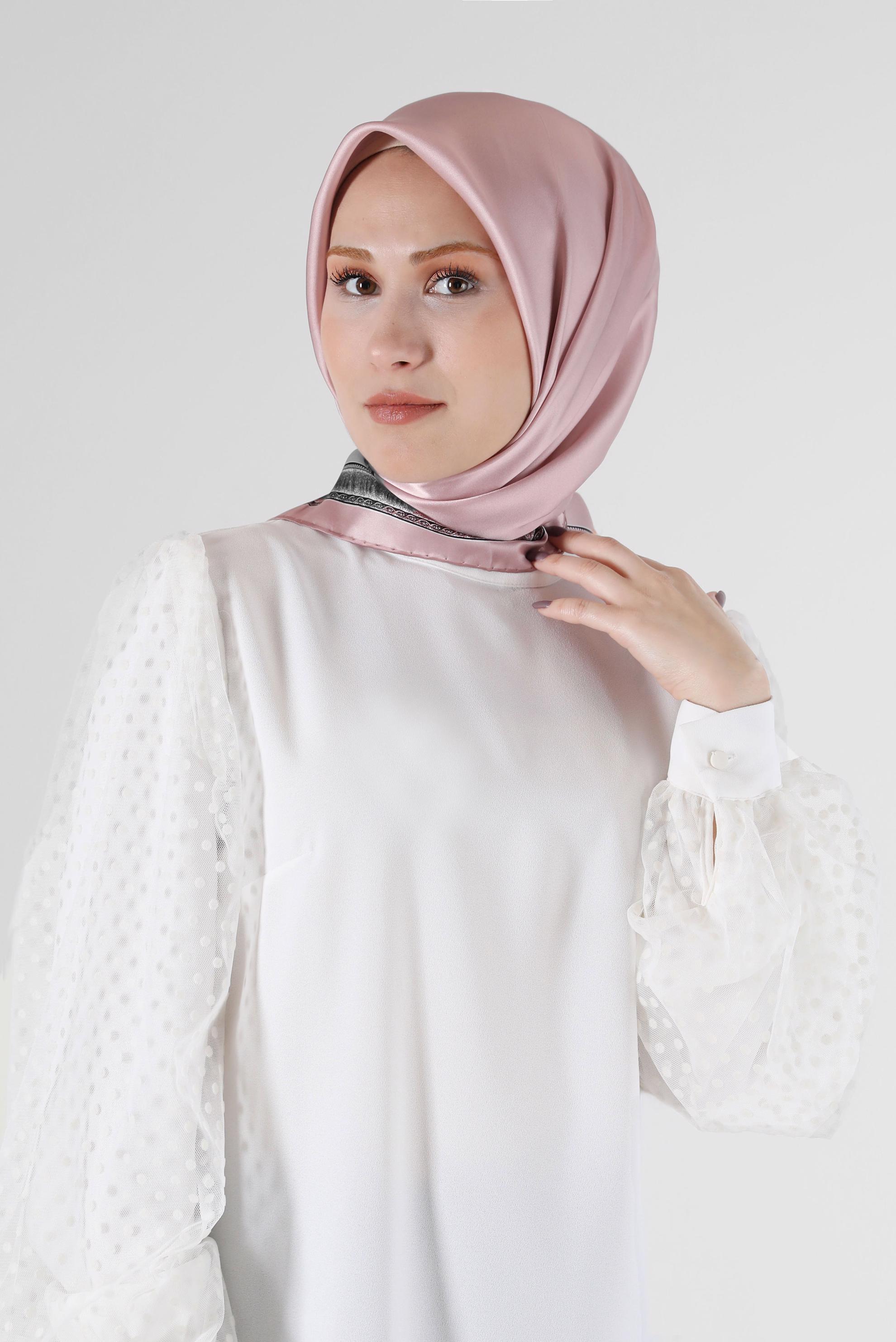 Tesettür giyim PUDRA ALVİNA İPEK EŞARP 6661 