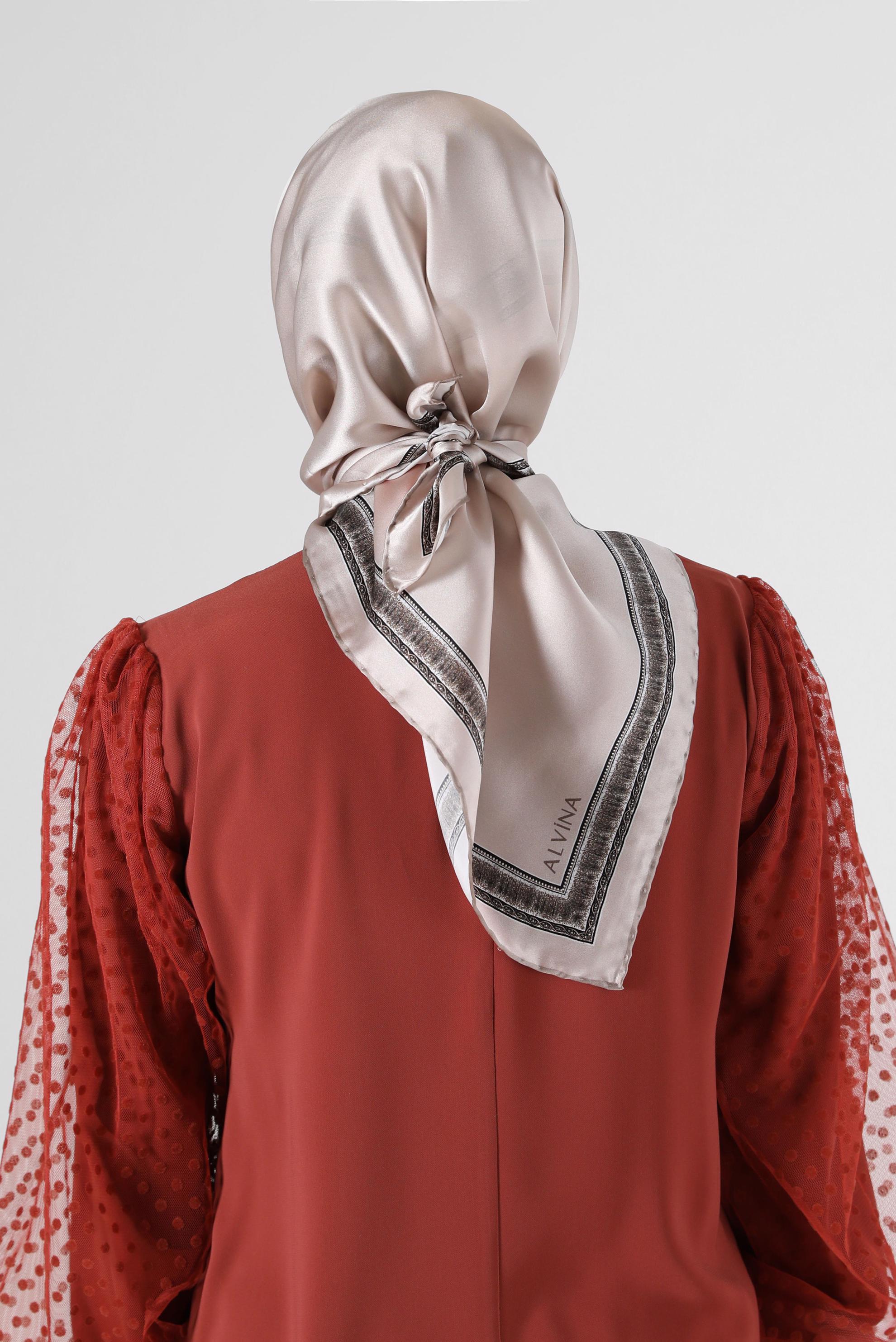 Hijab clothing BEIGE ALVİNA SILK SCARF 6661 