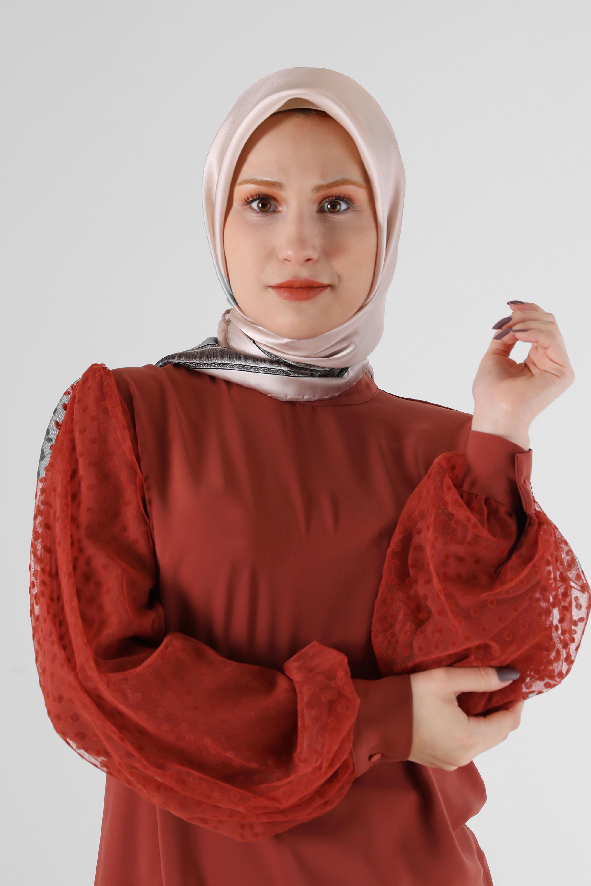 Tesettür giyim PEMBE ALVİNA İPEK EŞARP 6661 