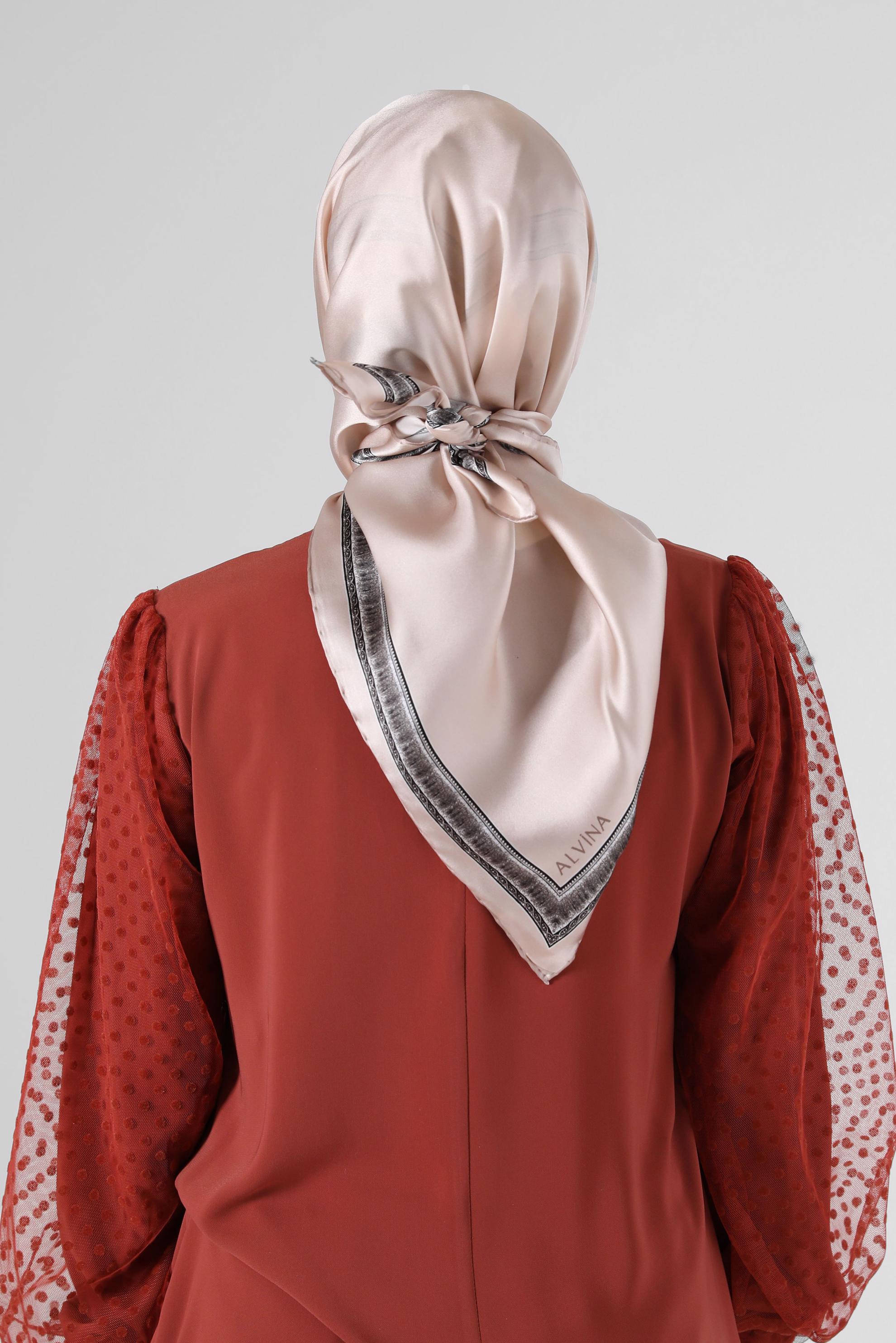 Tesettür giyim PEMBE ALVİNA İPEK EŞARP 6661 