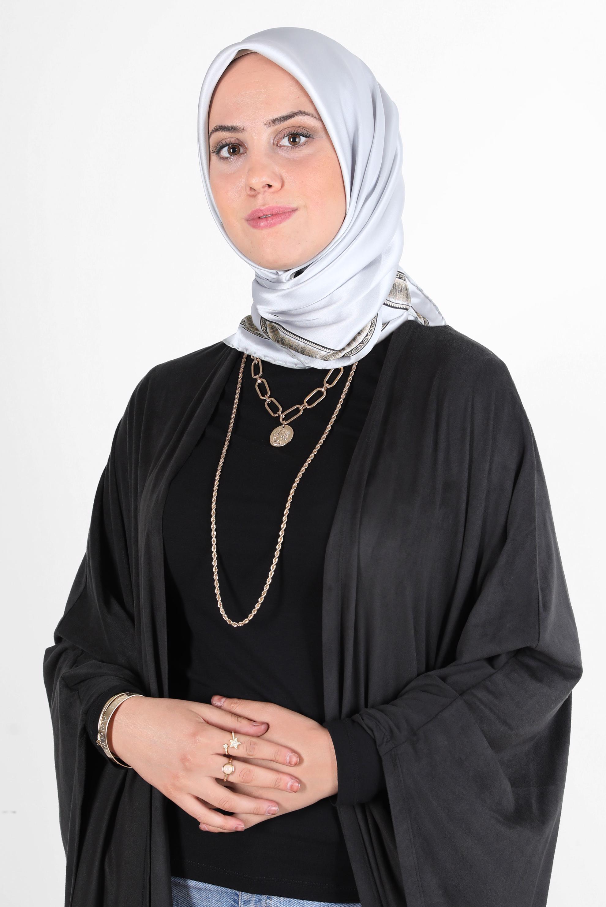 Tesettür giyim YEŞİL ALVİNA İPEK EŞARP 6661 