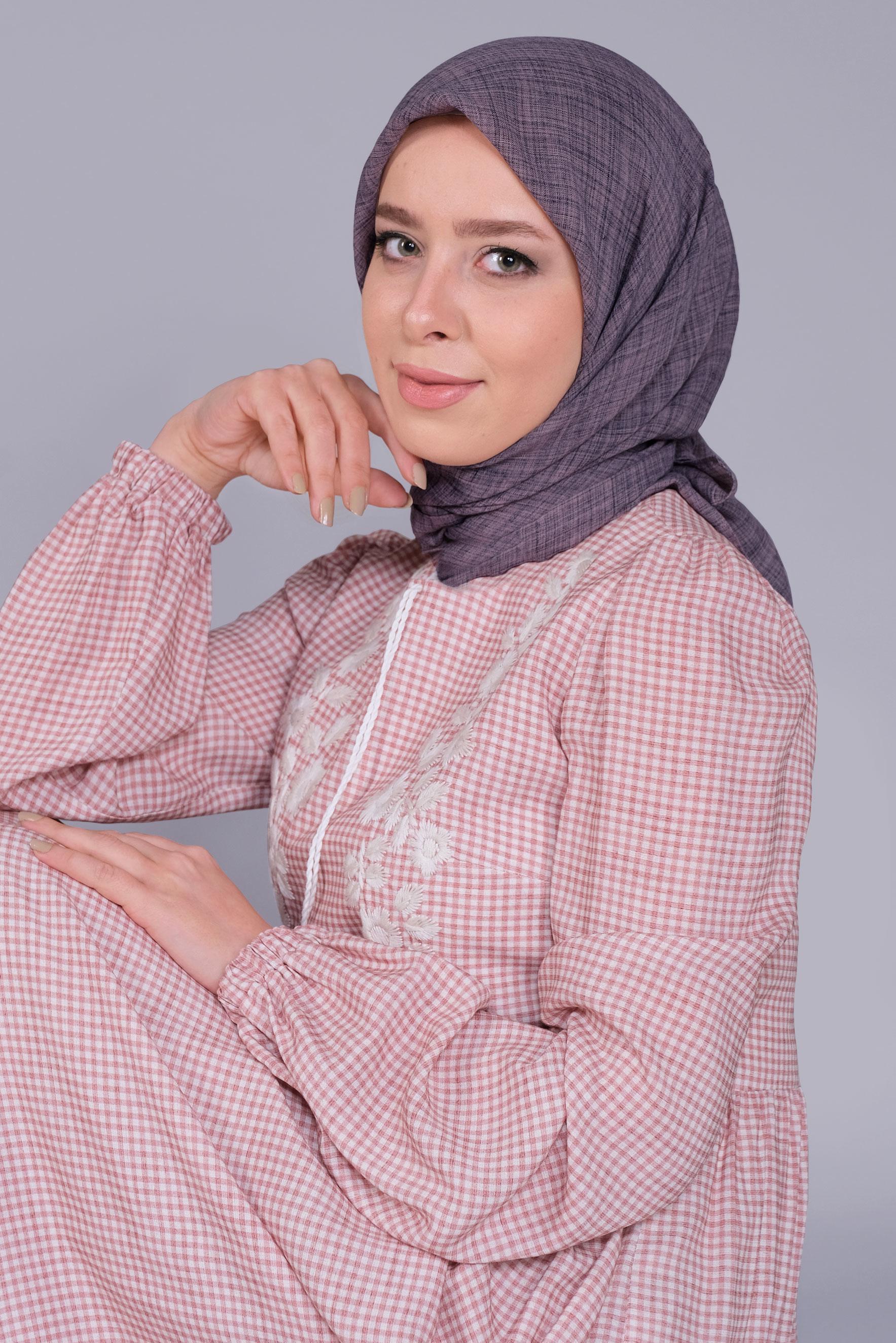 Tesettür giyim MOR ALVİNA KIRÇILLI EŞARP 8072 