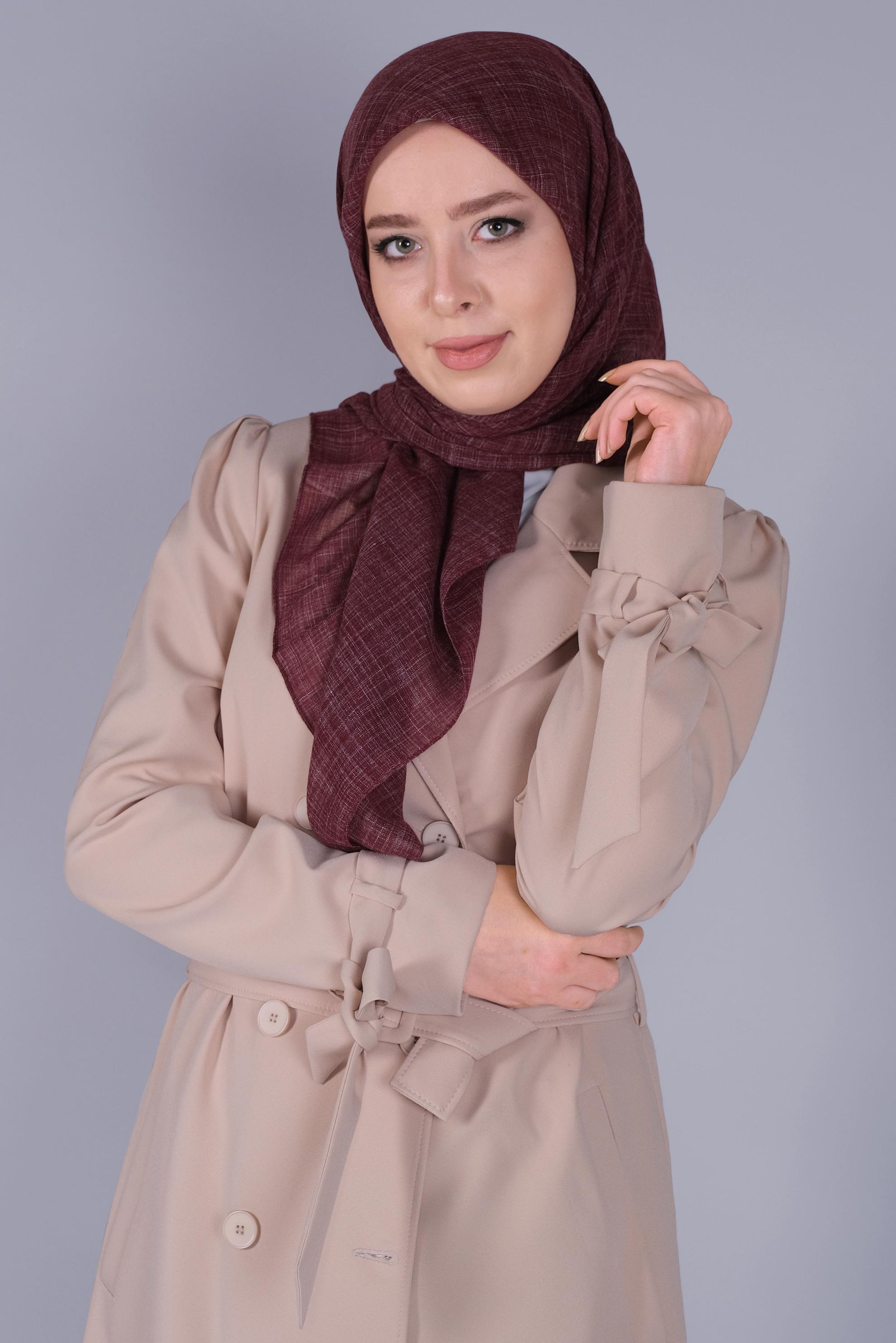Tesettür giyim BORDO ALVİNA KIRÇILLI EŞARP 8072 
