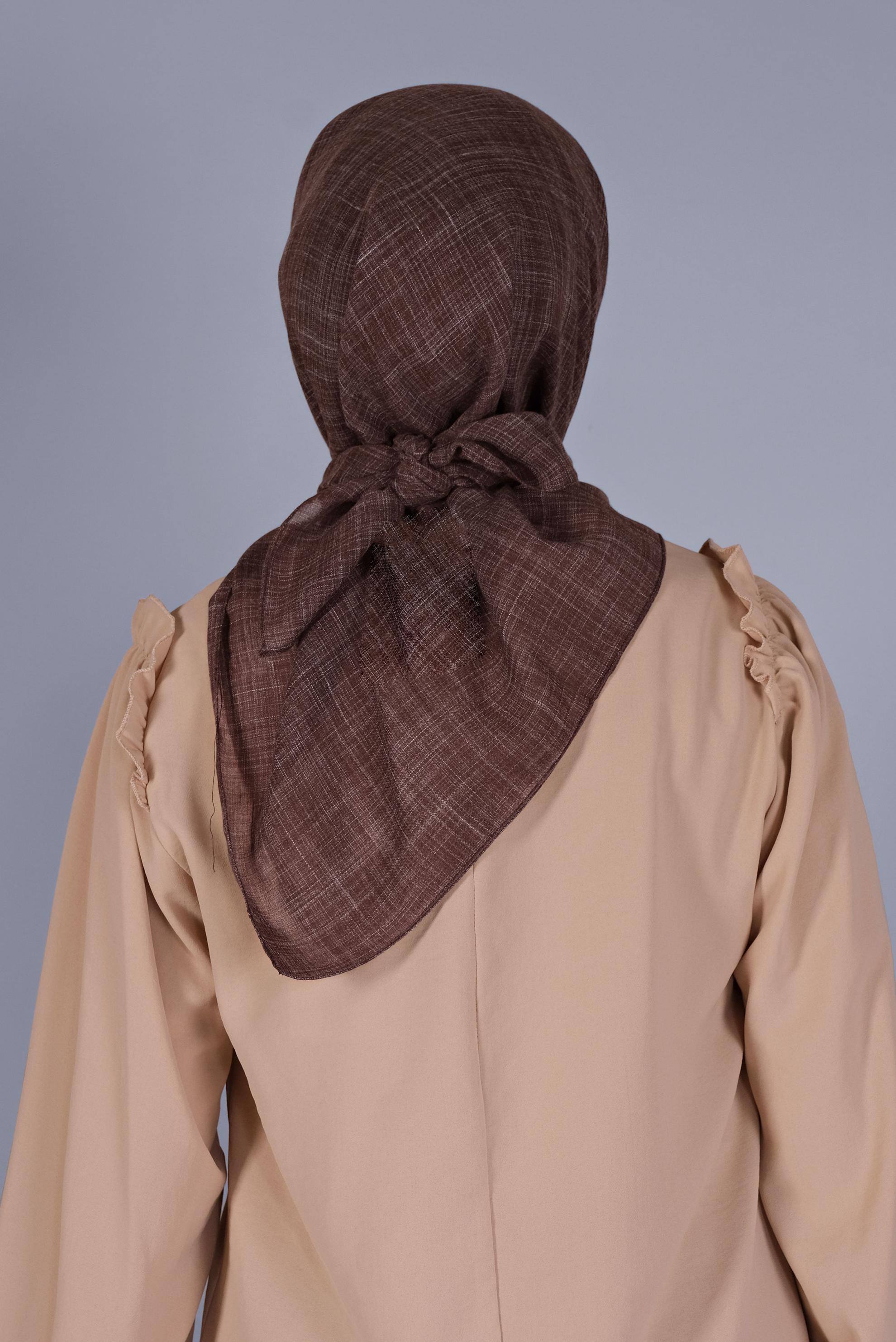 Tesettür giyim KAHVE ALVİNA KIRÇILLI EŞARP 8072 