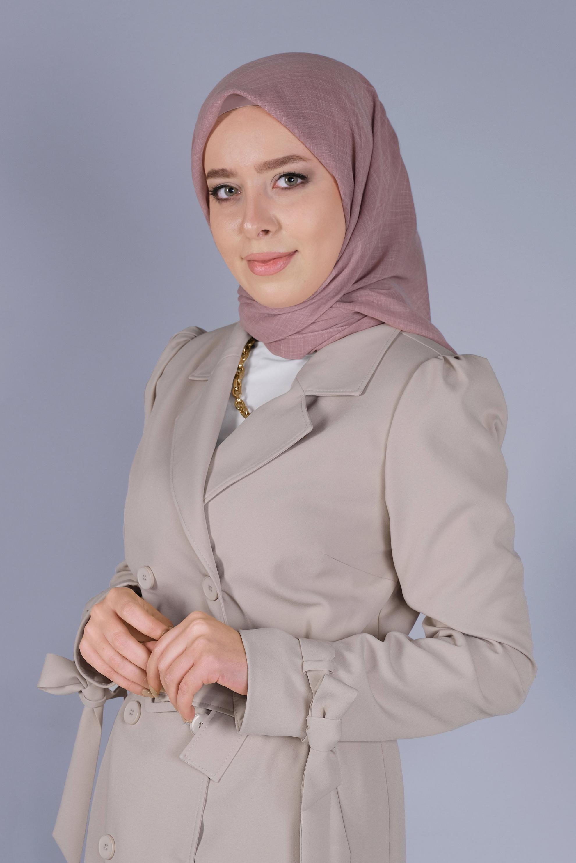 Tesettür giyim PUDRA ALVİNA KIRÇILLI EŞARP 8072 