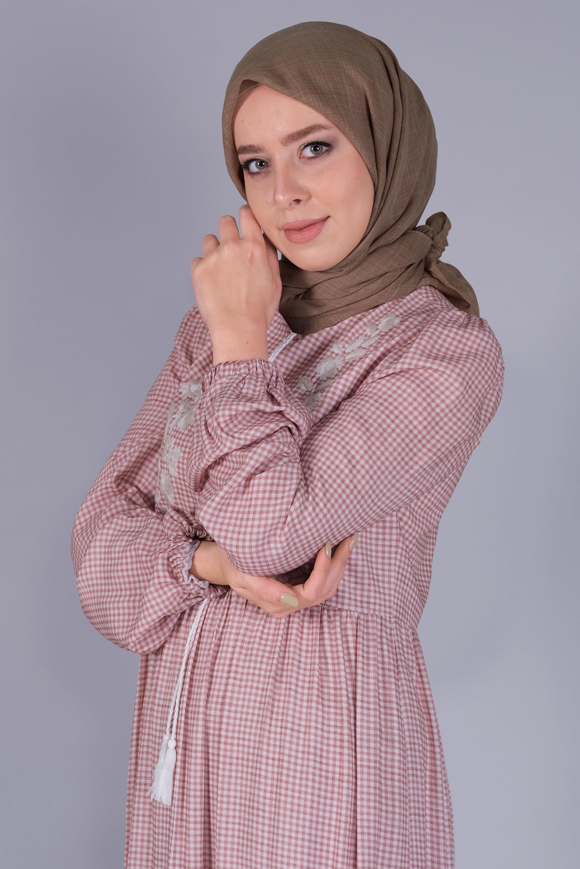 Tesettür giyim KAHVE ALVİNA KIRÇILLI EŞARP 8072 