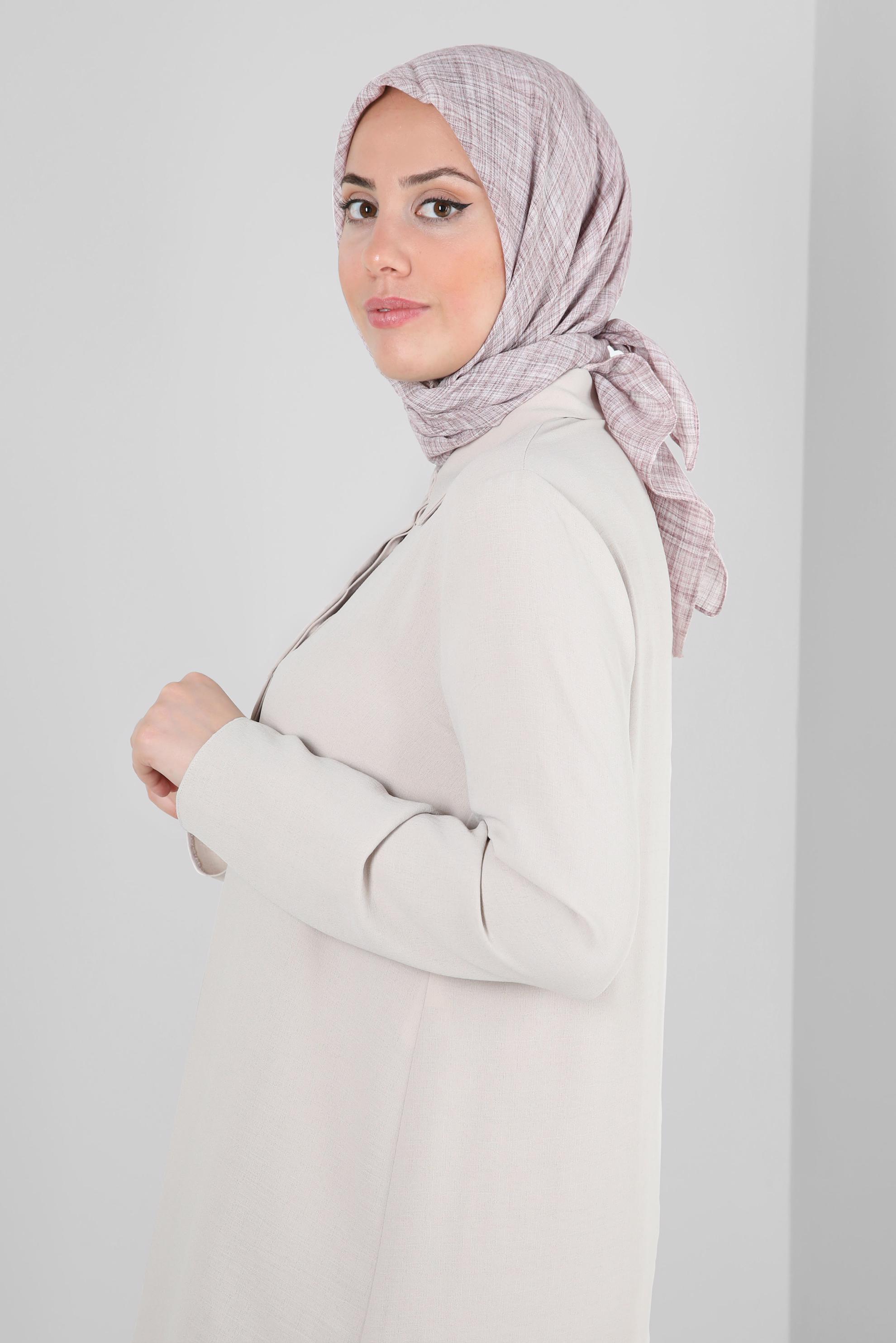 Tesettür giyim PUDRA ALVİNA KIRÇILLI EŞARP 8072 