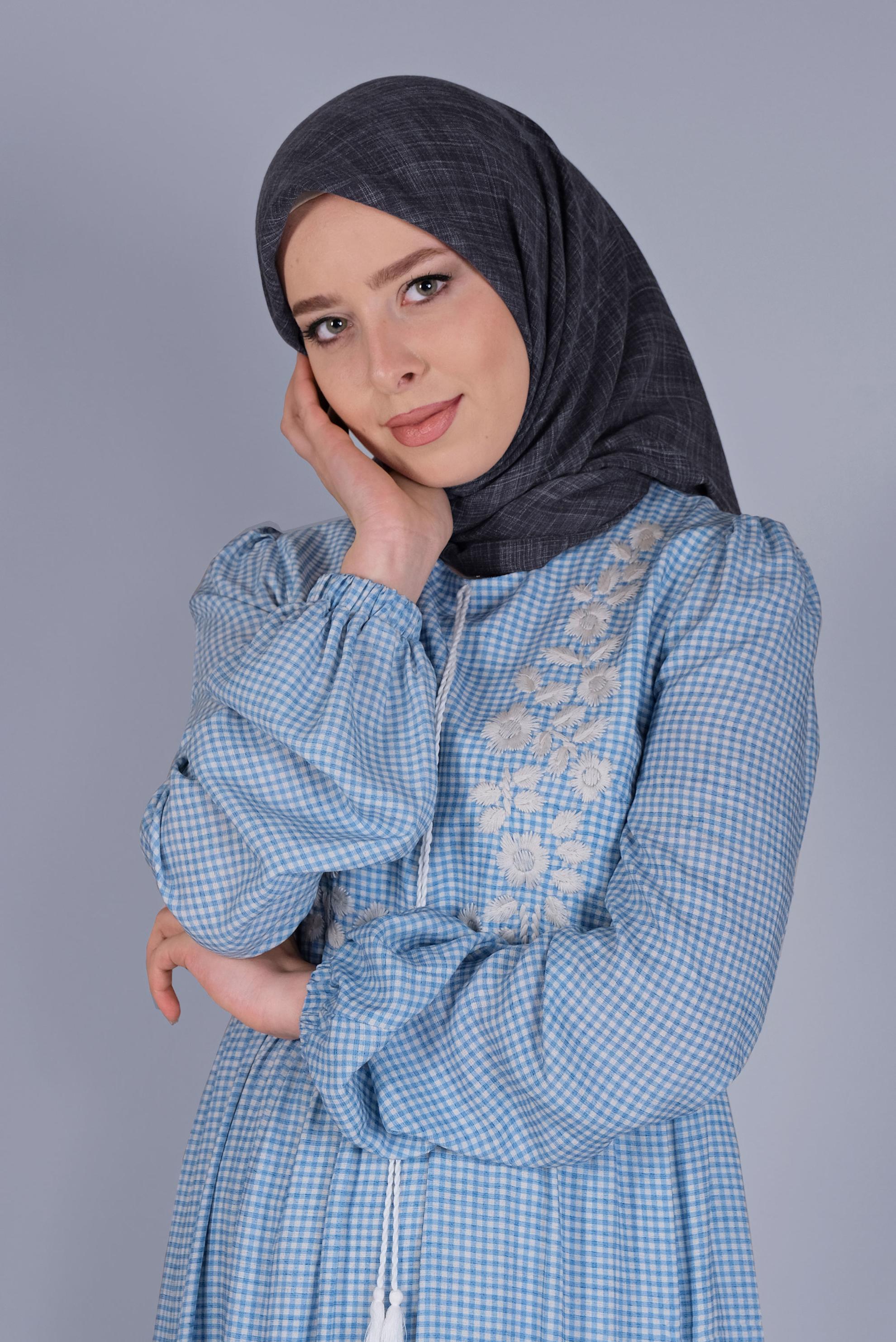 Tesettür giyim GRİ ALVİNA KIRÇILLI EŞARP 8072 