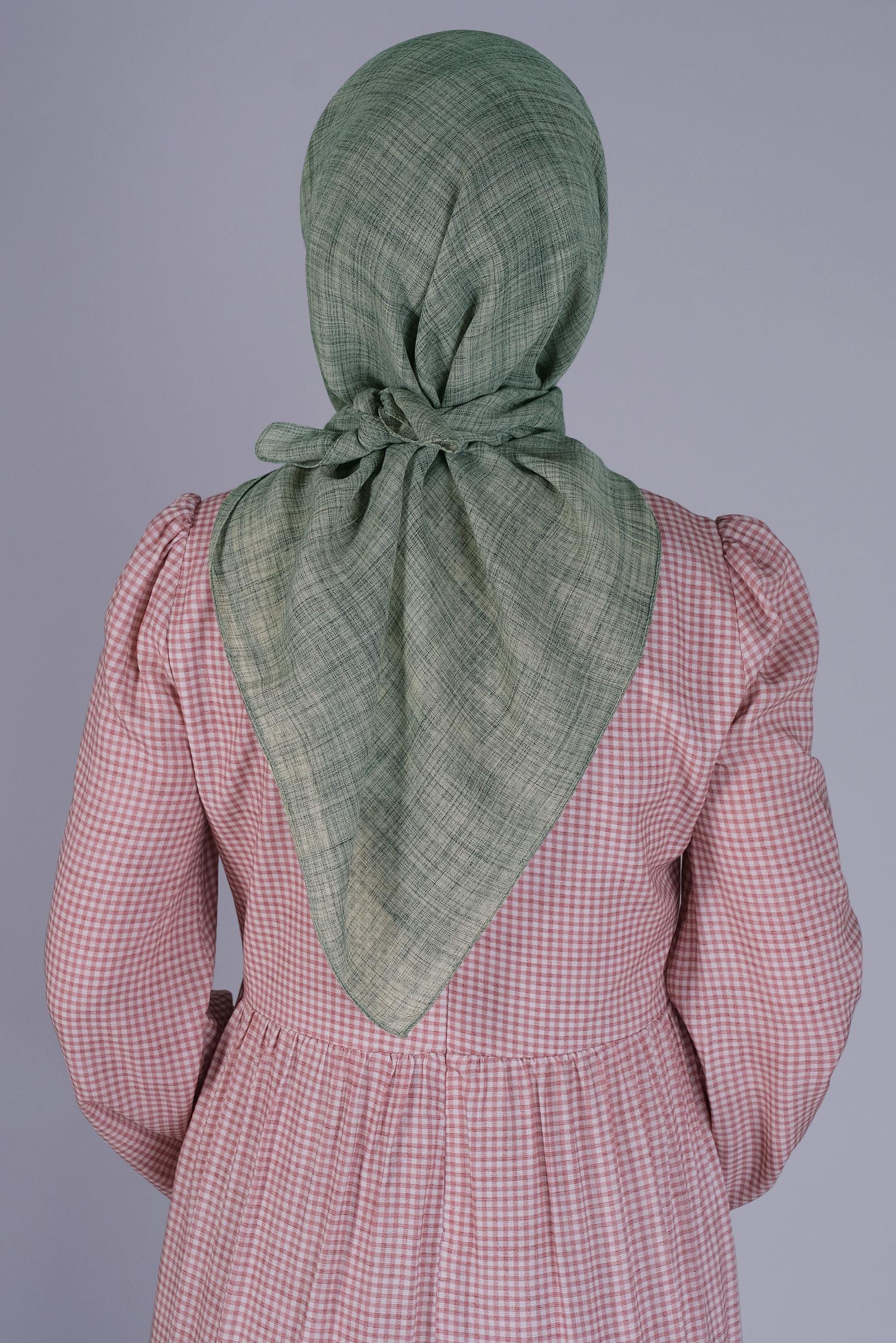 Tesettür giyim YEŞİL ALVİNA KIRÇILLI EŞARP 8072 