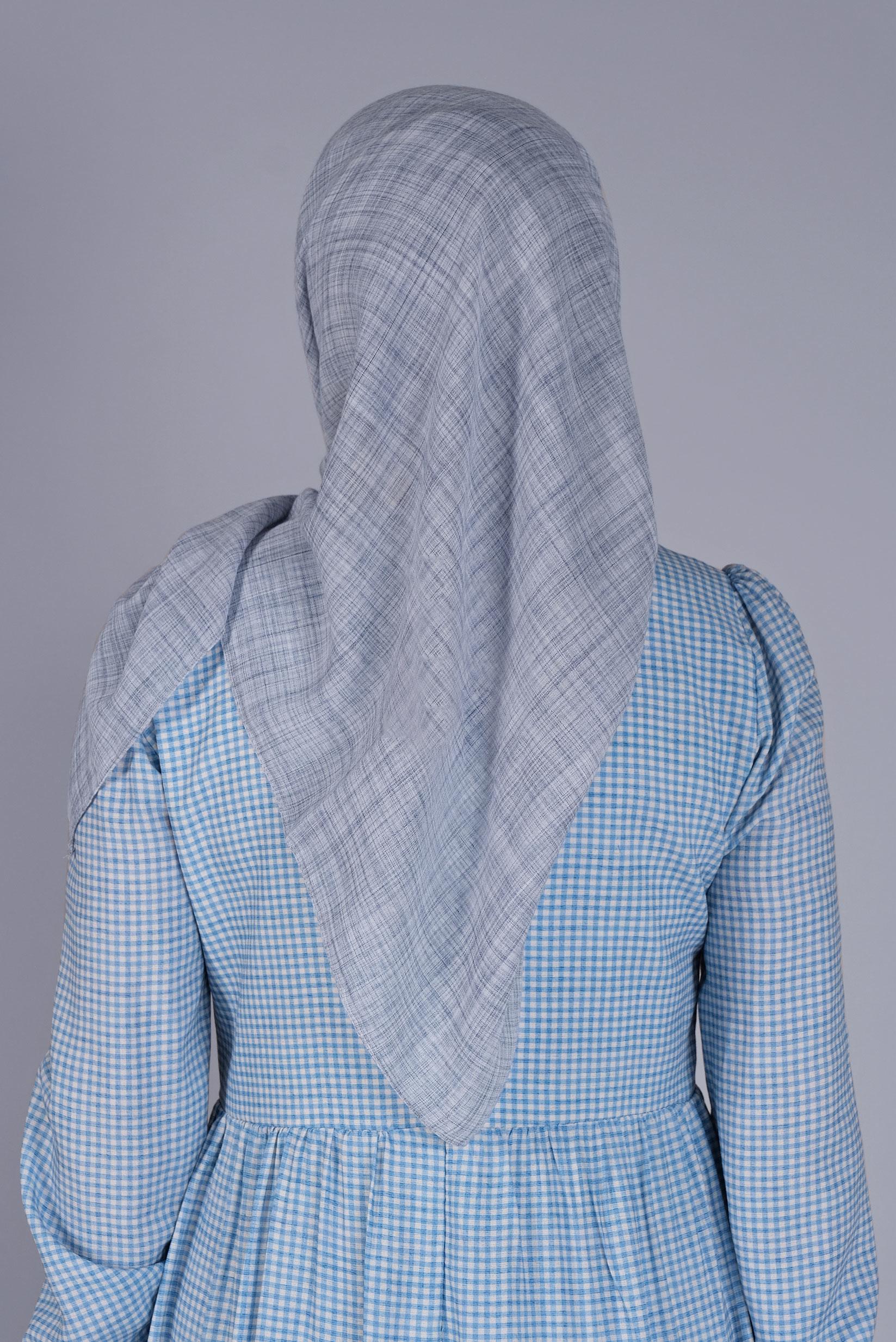 Tesettür giyim MAVİ ALVİNA KIRÇILLI EŞARP 8072 