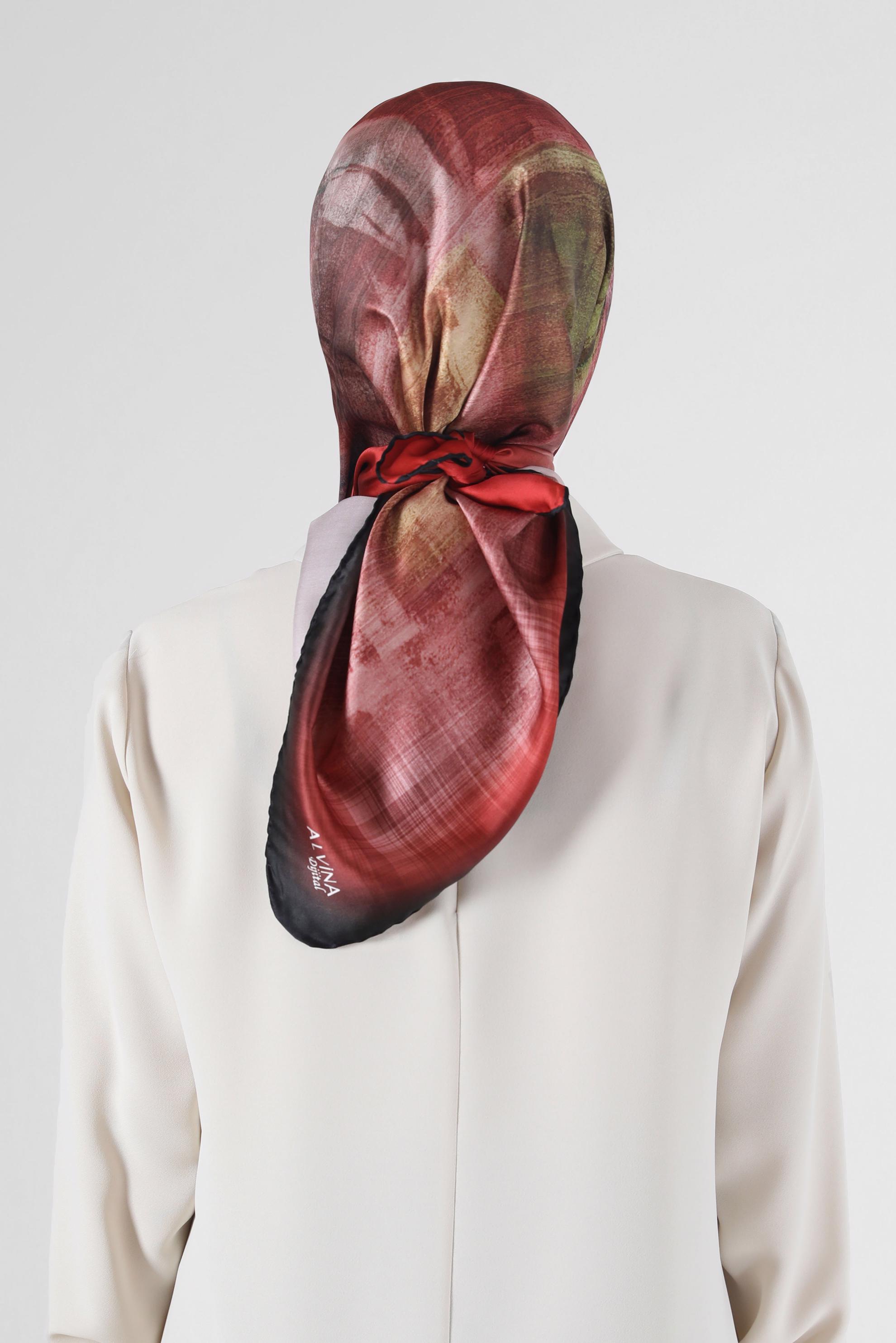 Tesettür giyim KIRMIZI ALVİNA DİJİTAL EŞARP 8085 