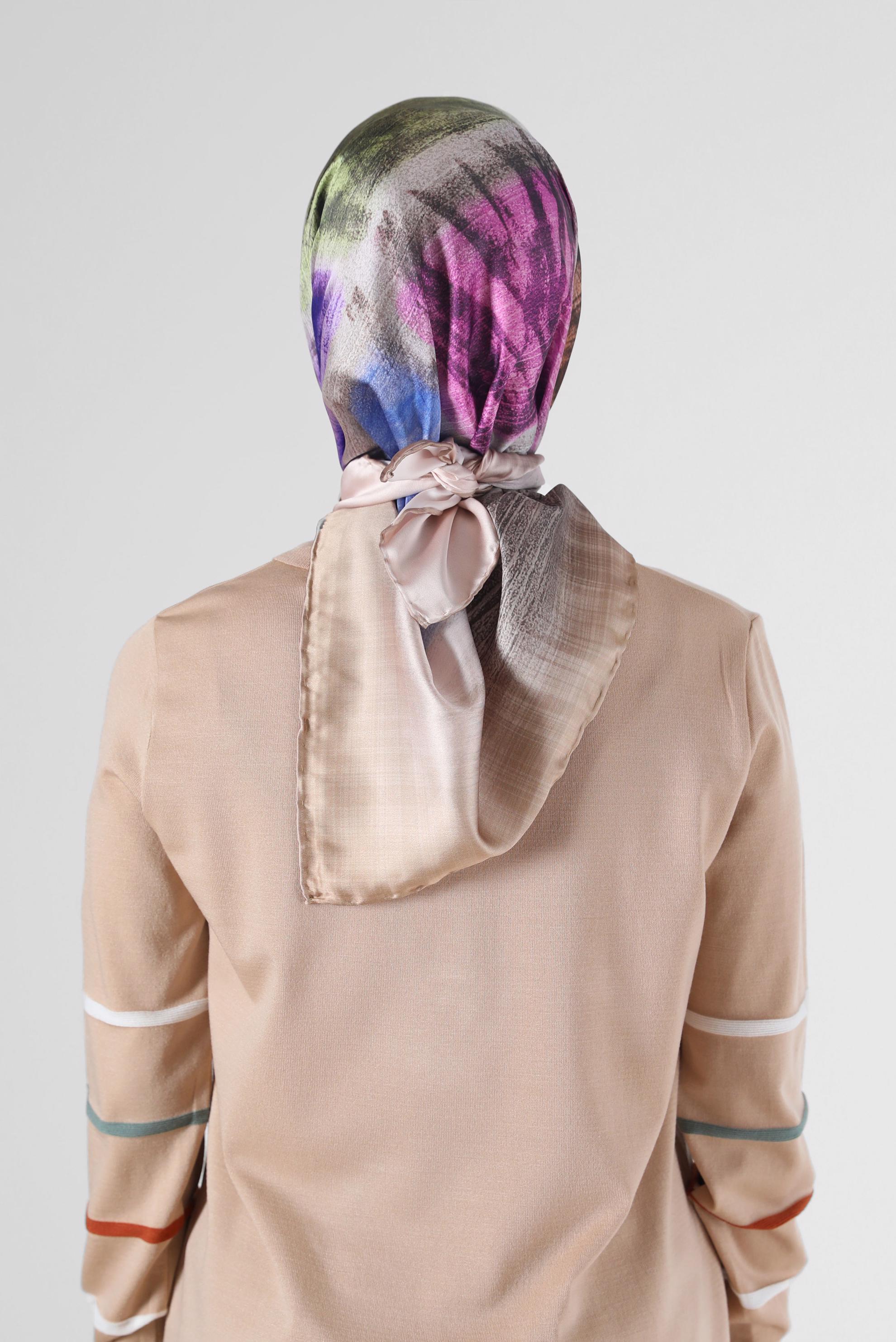 Tesettür giyim BEJ ALVİNA DİJİTAL EŞARP 8085 