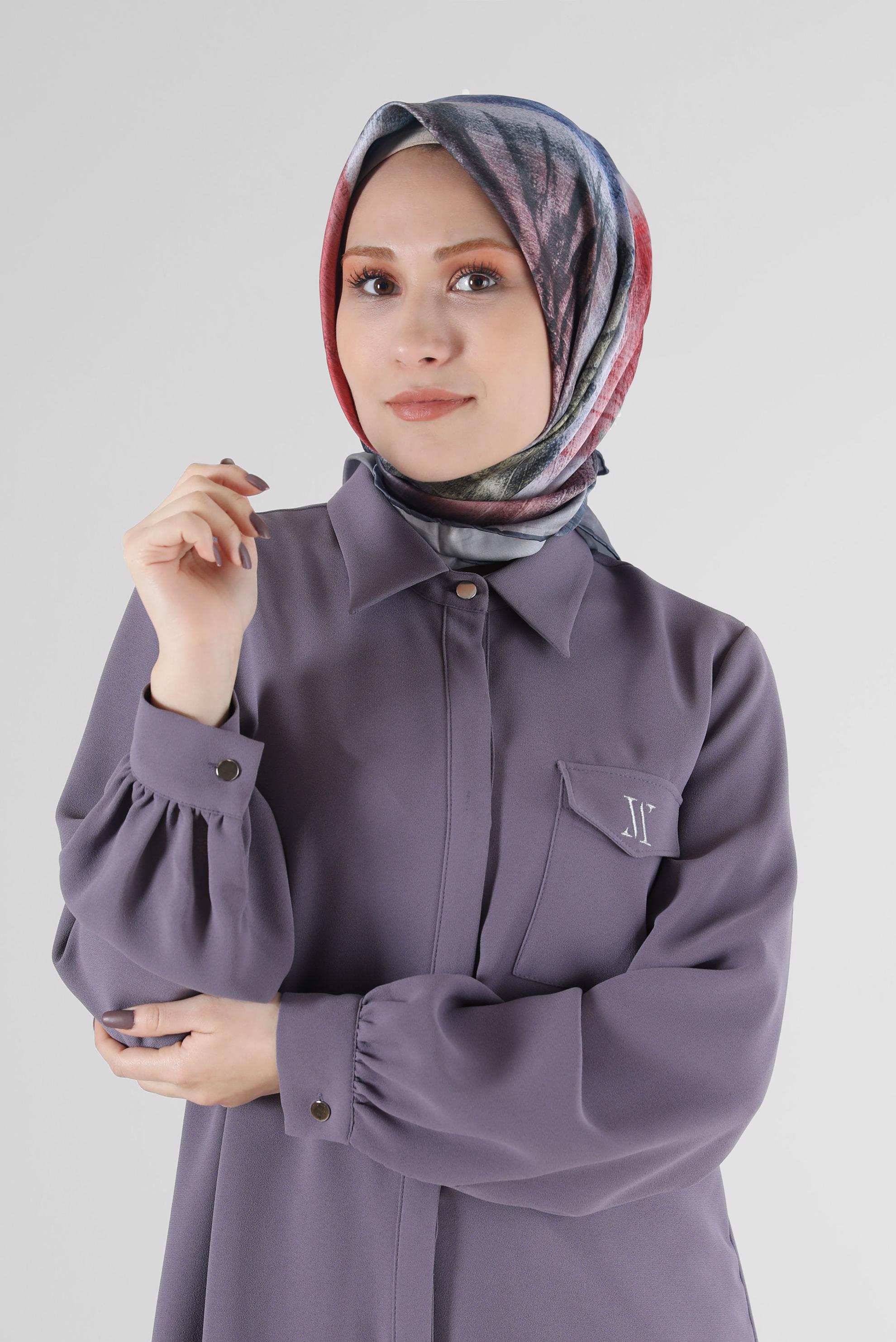 Tesettür giyim GRİ ALVİNA DİJİTAL EŞARP 8085 