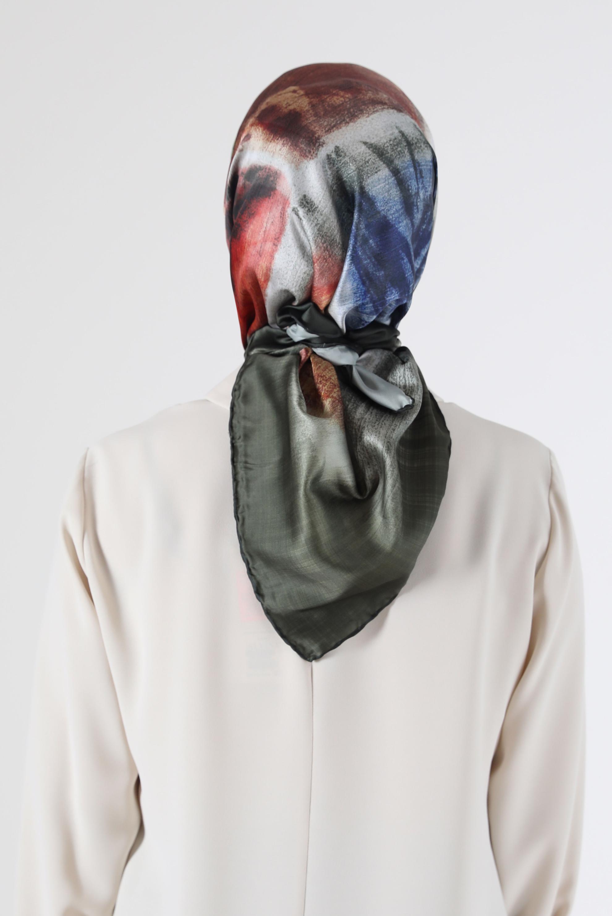 Tesettür giyim HAKİ ALVİNA DİJİTAL EŞARP 8085 