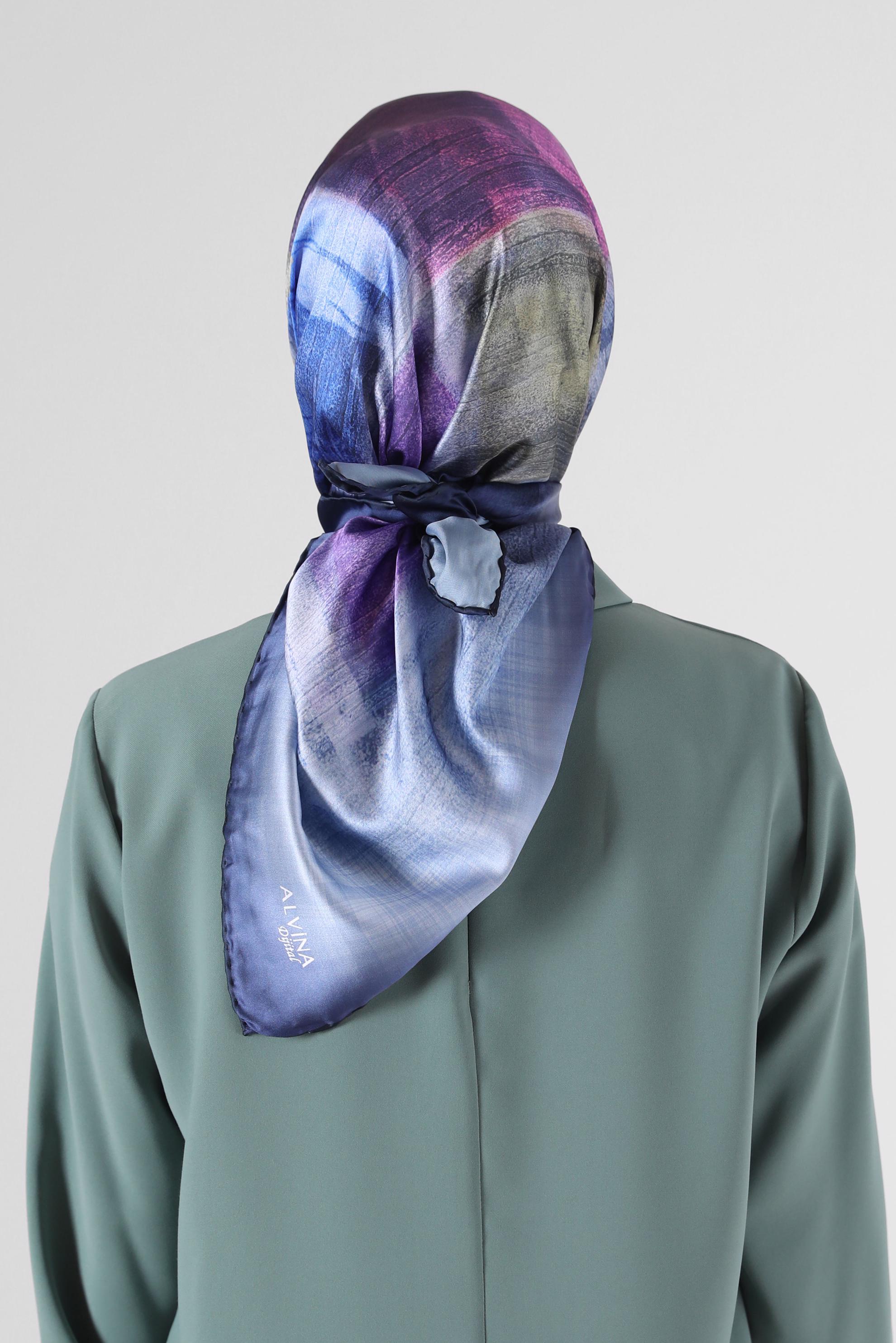 Tesettür giyim LACİVERT ALVİNA DİJİTAL EŞARP 8085 