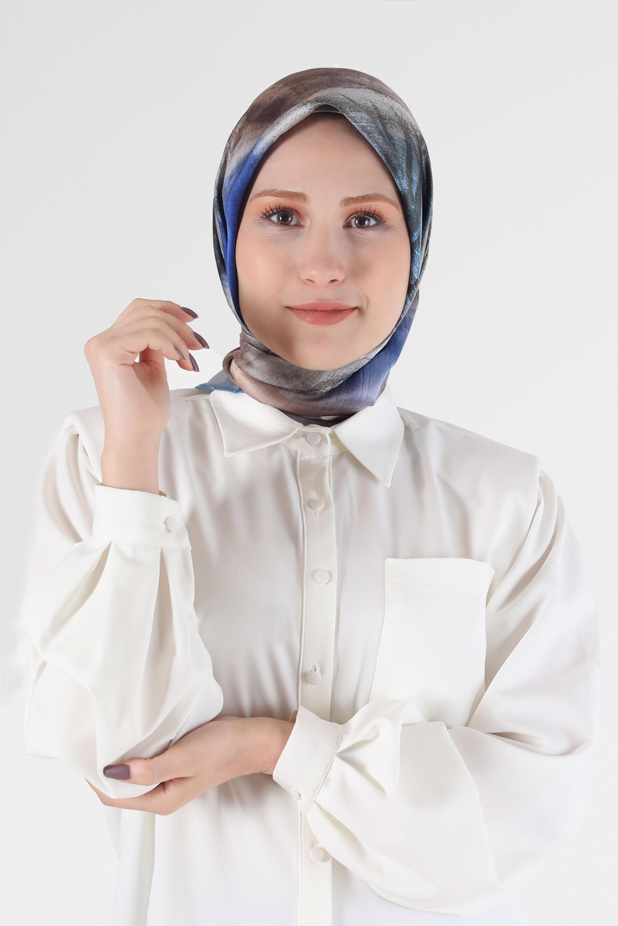 Tesettür giyim LACİVERT ALVİNA DİJİTAL EŞARP 8085 