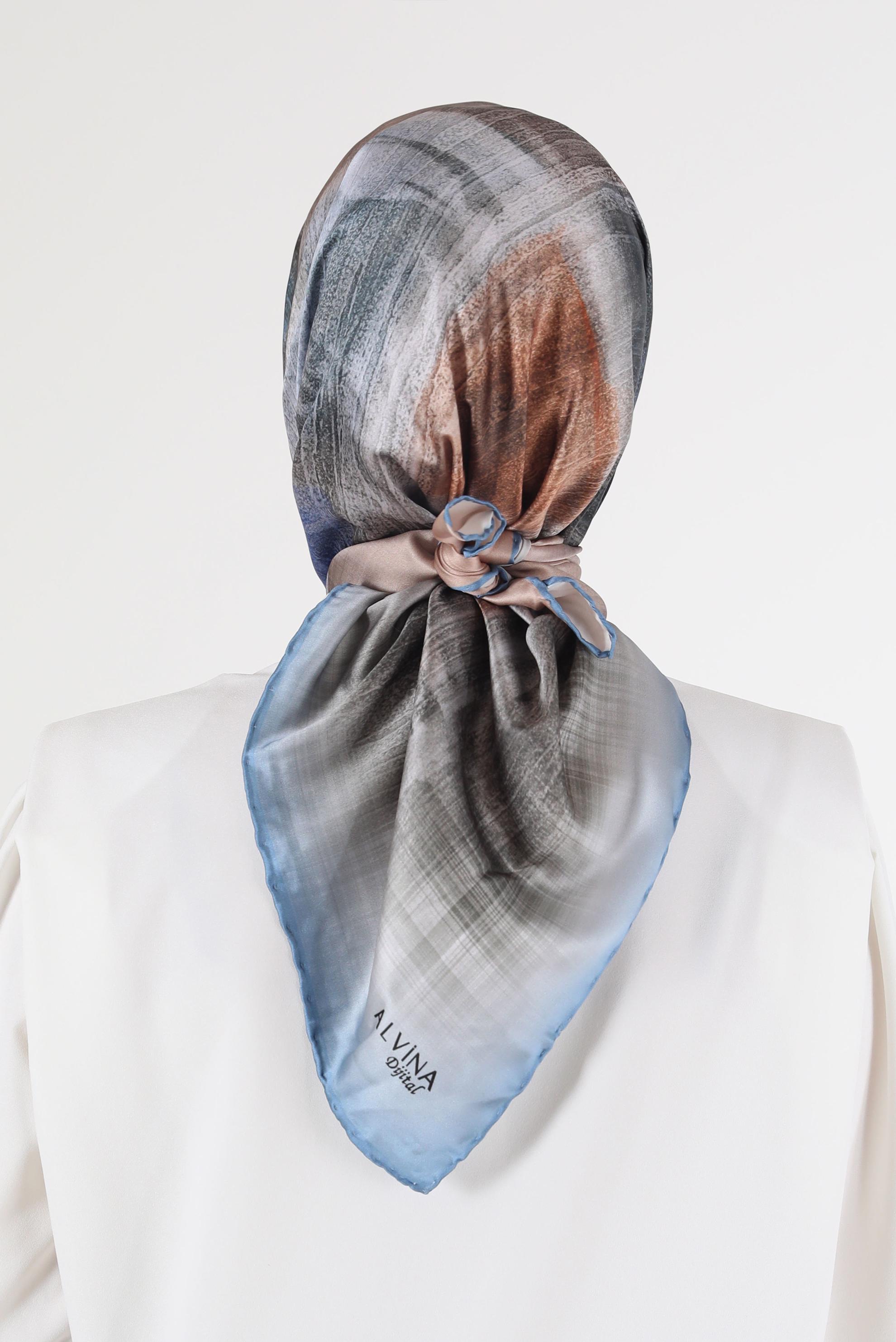 Tesettür giyim LACİVERT ALVİNA DİJİTAL EŞARP 8085 