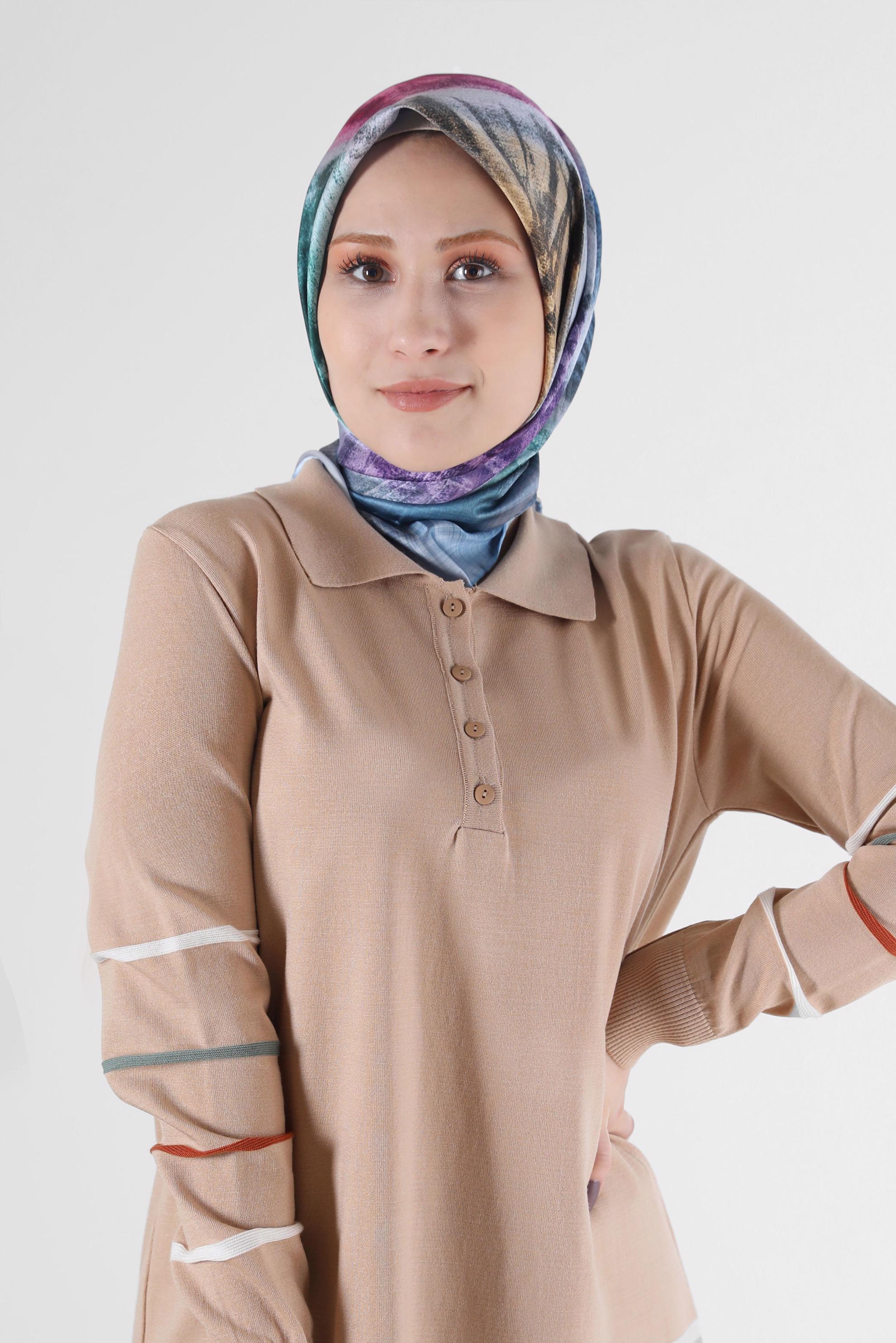 Tesettür giyim MAVİ ALVİNA DİJİTAL EŞARP 8085 