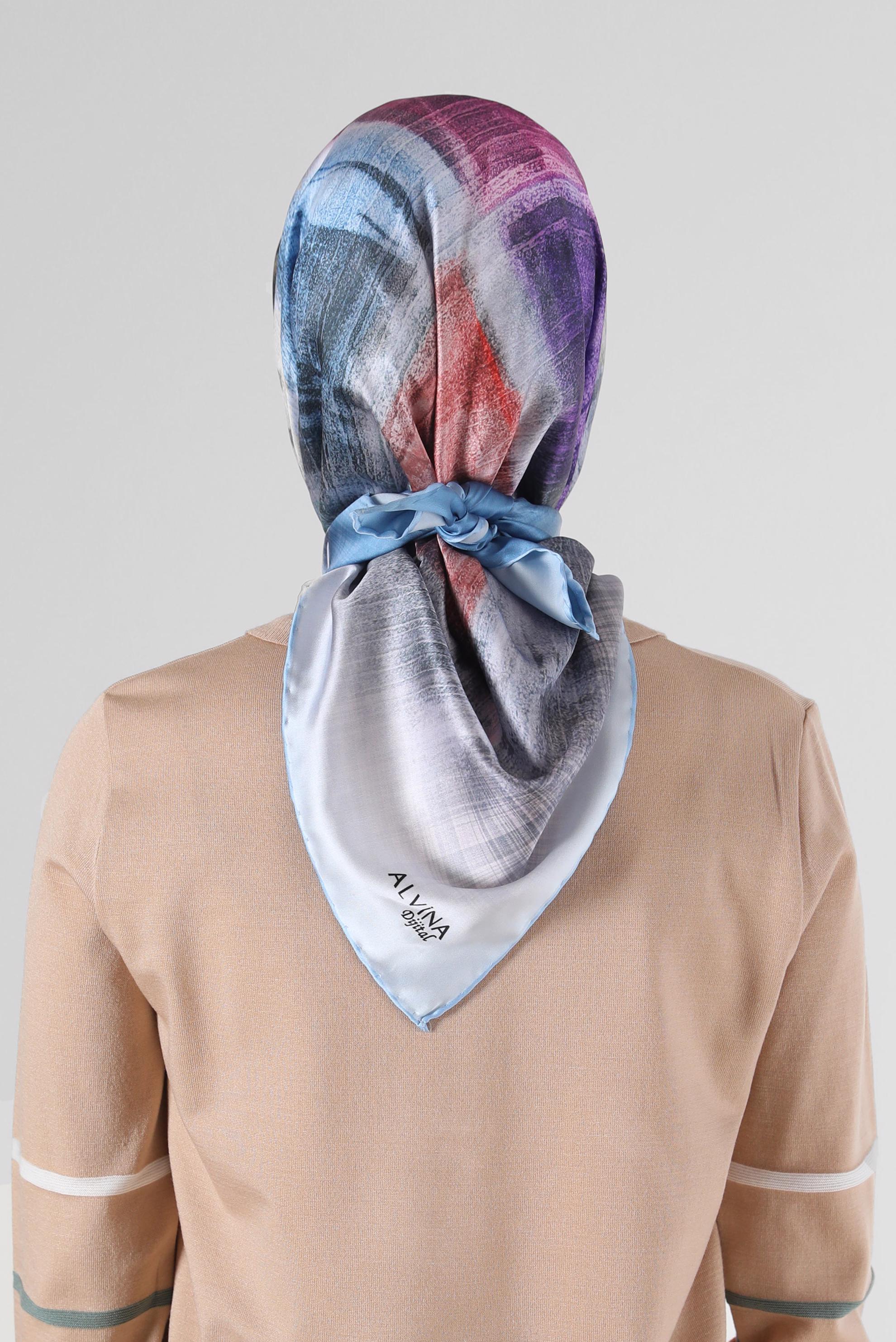 Tesettür giyim MAVİ ALVİNA DİJİTAL EŞARP 8085 