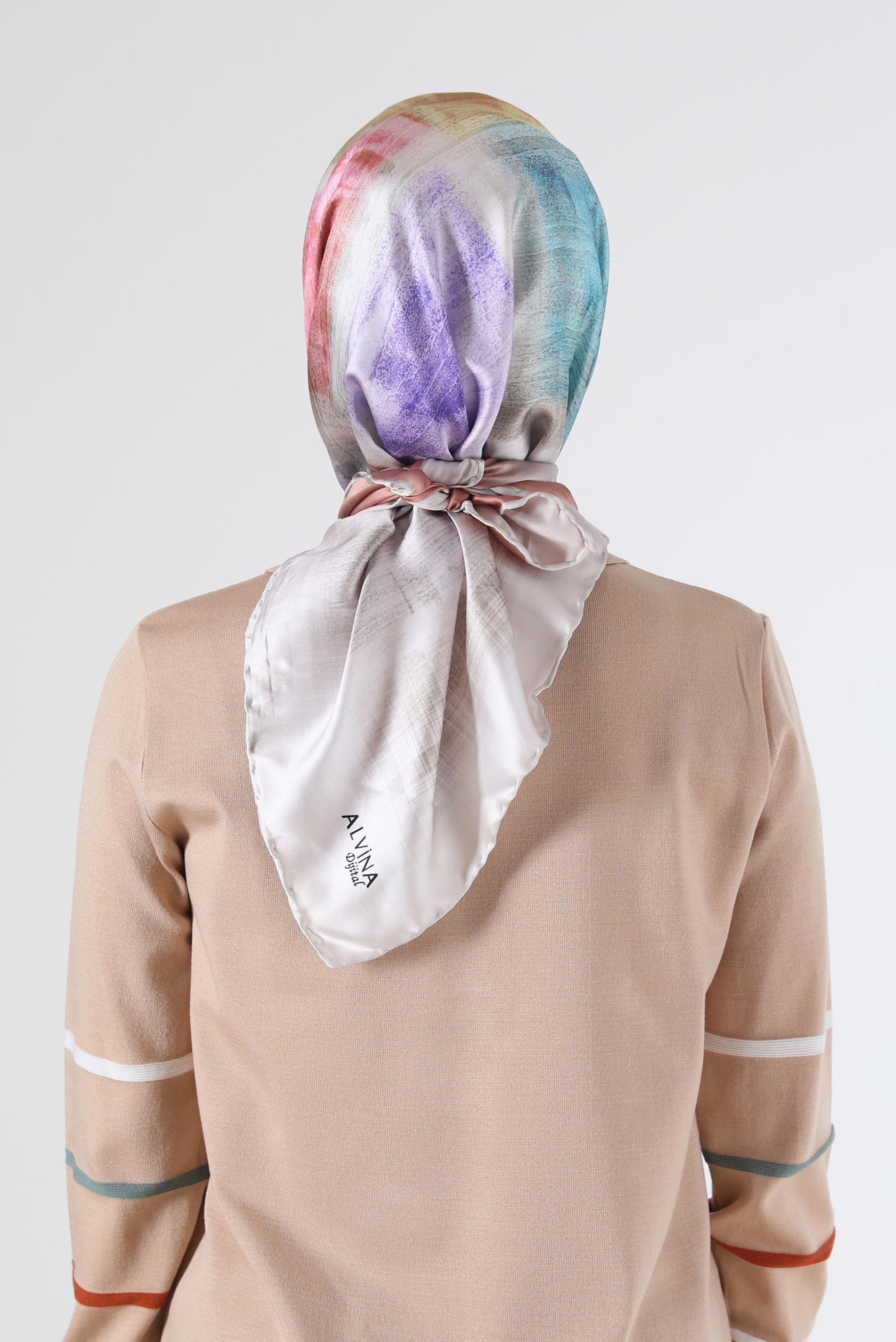 Tesettür giyim PEMBE ALVİNA DİJİTAL EŞARP 8085 