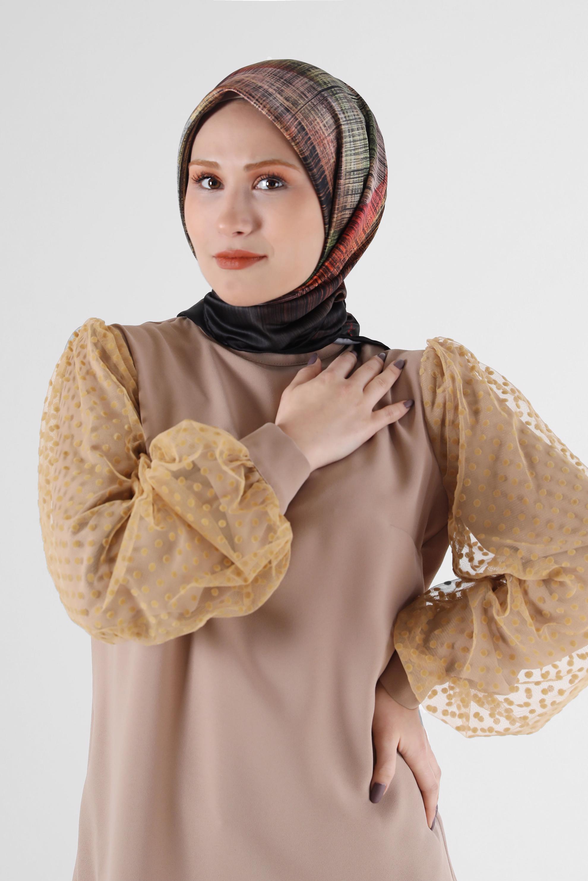 Tesettür giyim SİYAH ALVİNA DİJİTAL EŞARP 8086 