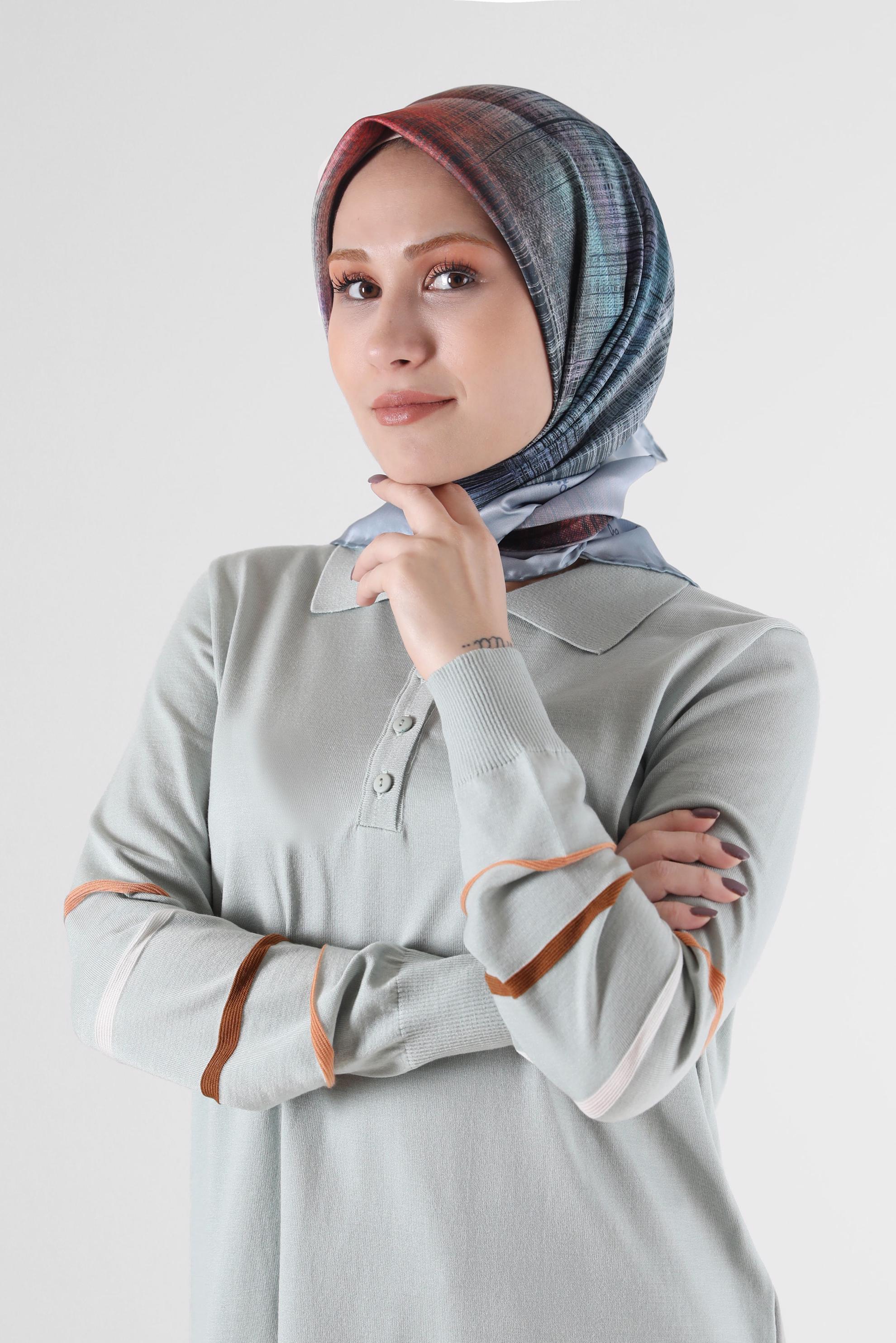 Tesettür giyim GRİ ALVİNA DİJİTAL EŞARP 8086 