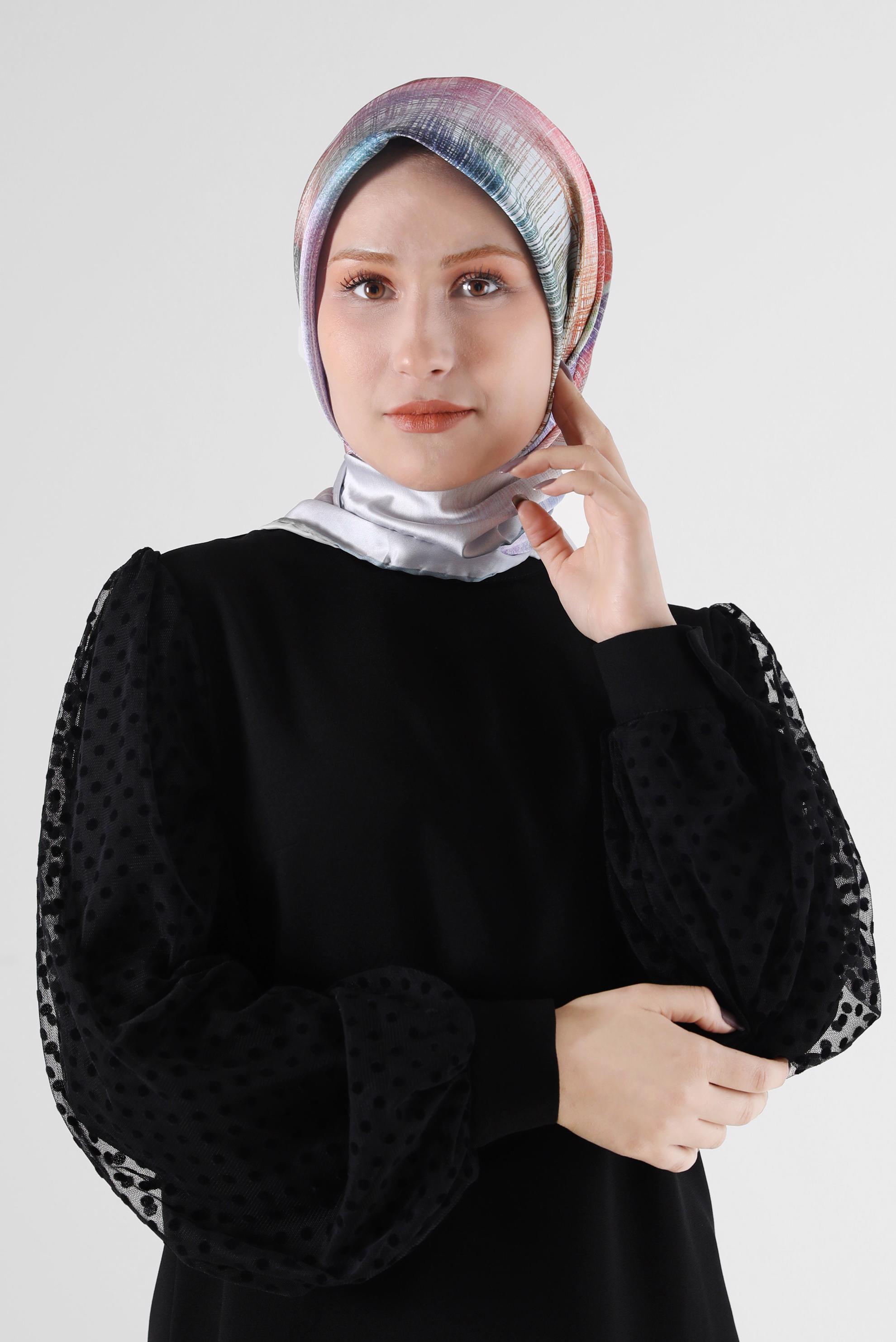 Tesettür giyim GÜMÜŞ ALVİNA DİJİTAL EŞARP 8086 