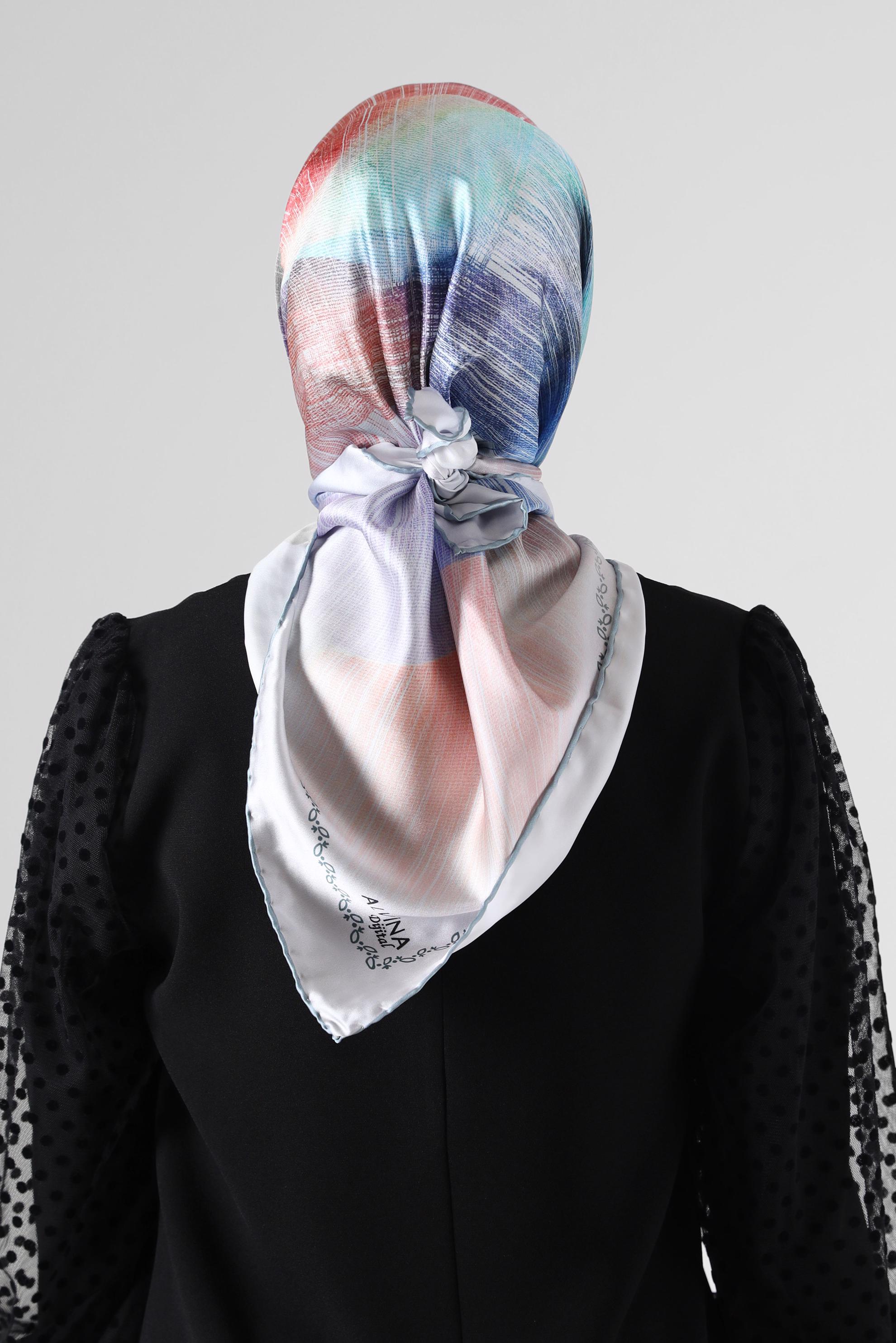 Tesettür giyim GÜMÜŞ ALVİNA DİJİTAL EŞARP 8086 