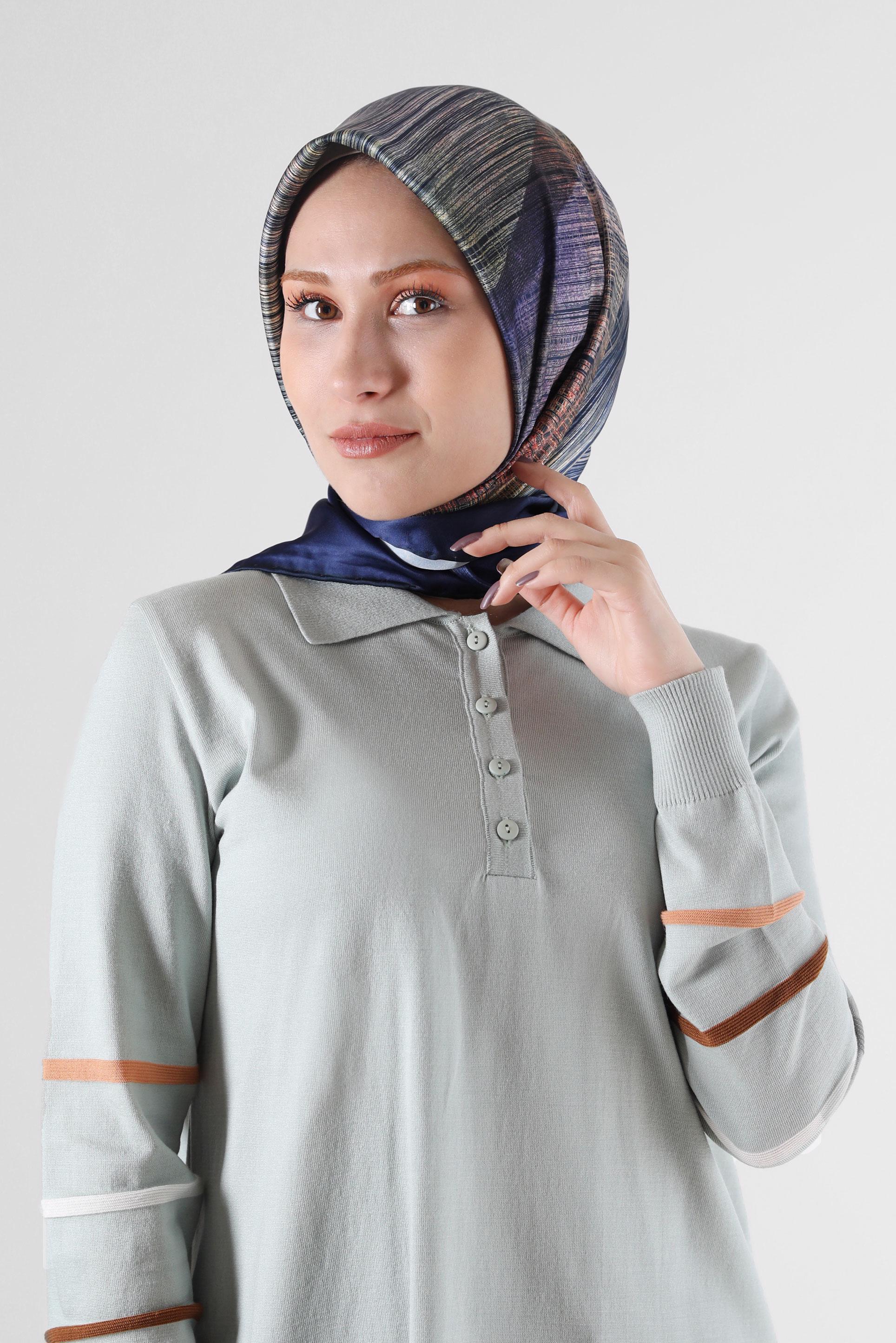 Tesettür giyim LACİVERT ALVİNA DİJİTAL EŞARP 8086 