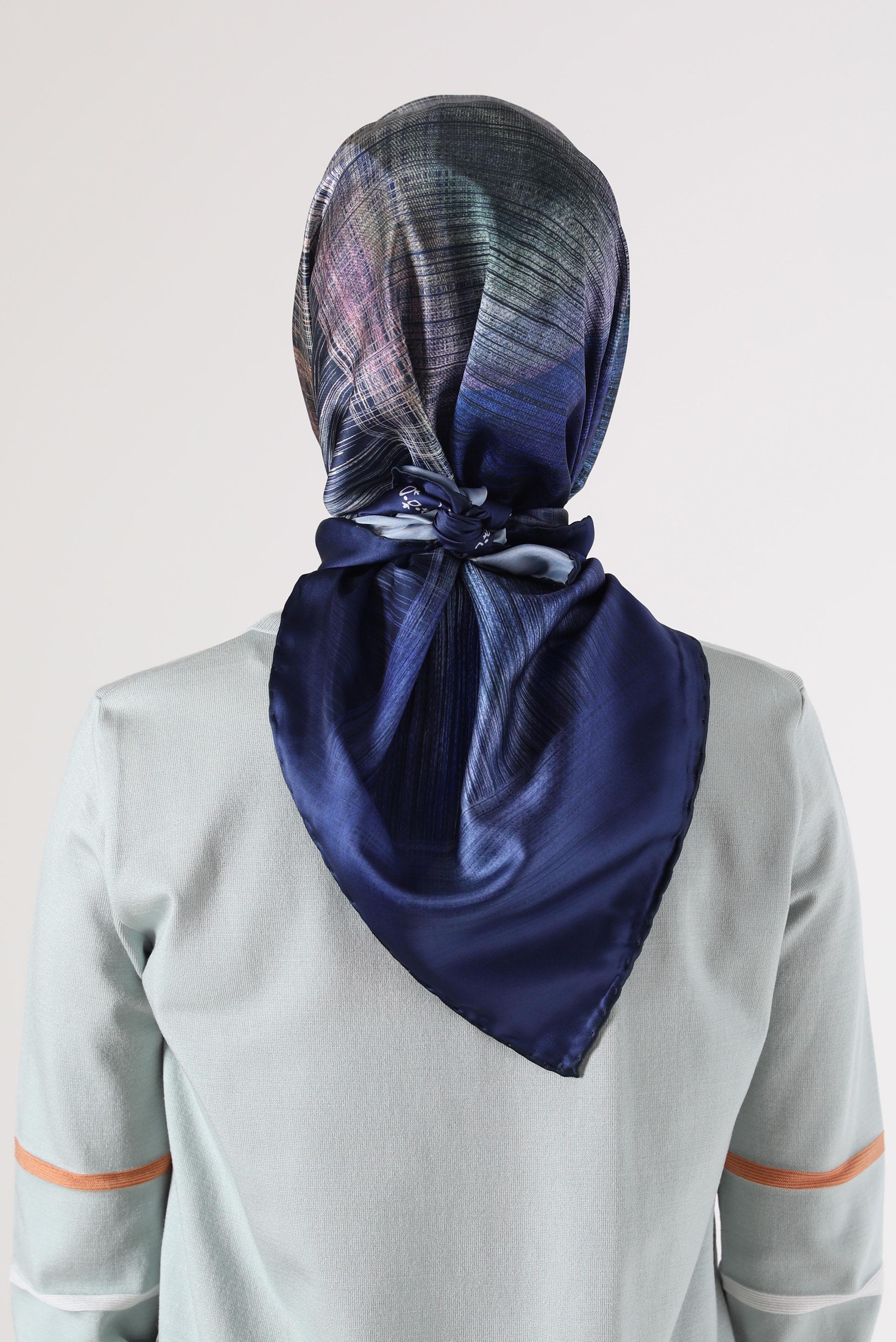 Tesettür giyim LACİVERT ALVİNA DİJİTAL EŞARP 8086 