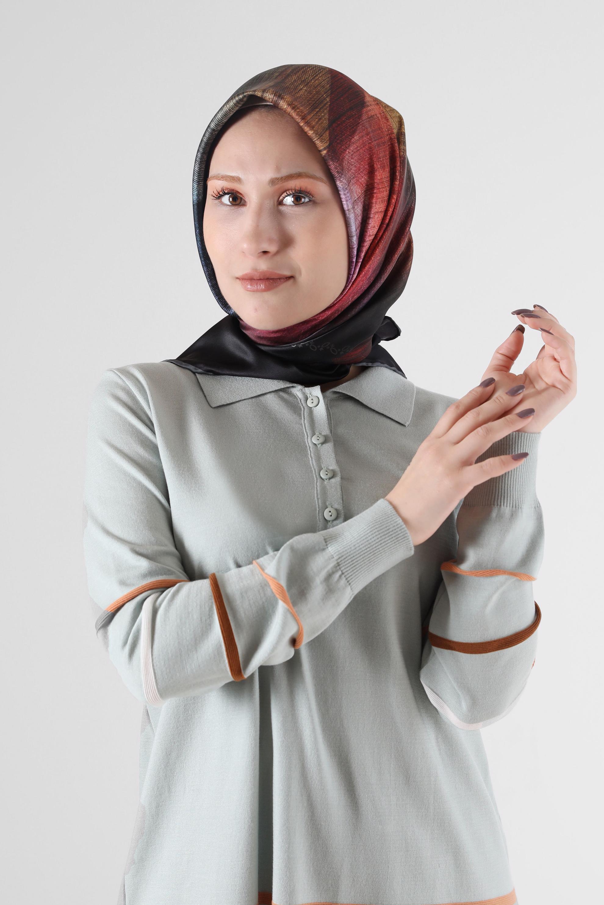 Tesettür giyim GRİ ALVİNA DİJİTAL EŞARP 8086 