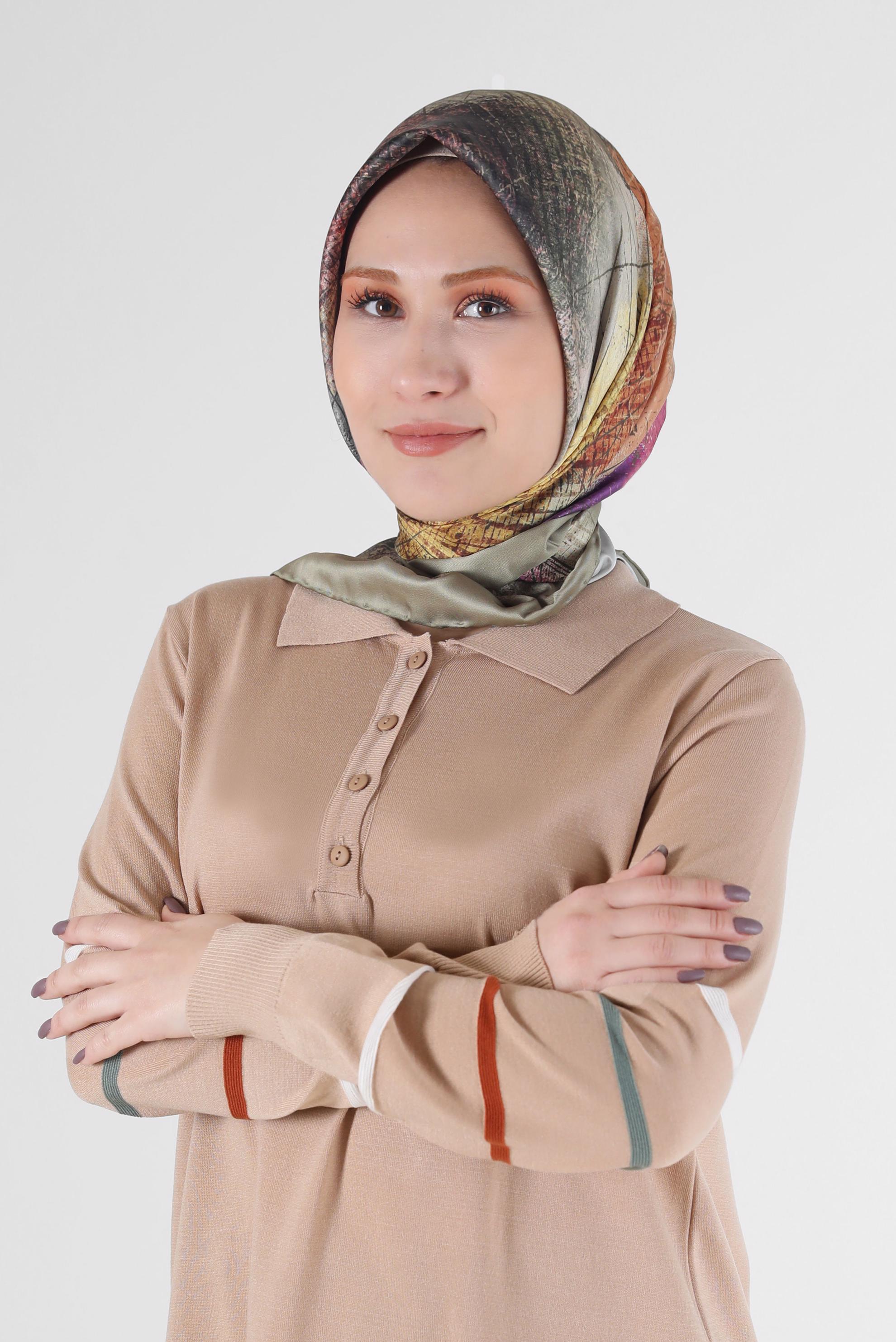 Tesettür giyim HAKİ 8087 ALVİNA DİJİTAL EŞARP (PRM)