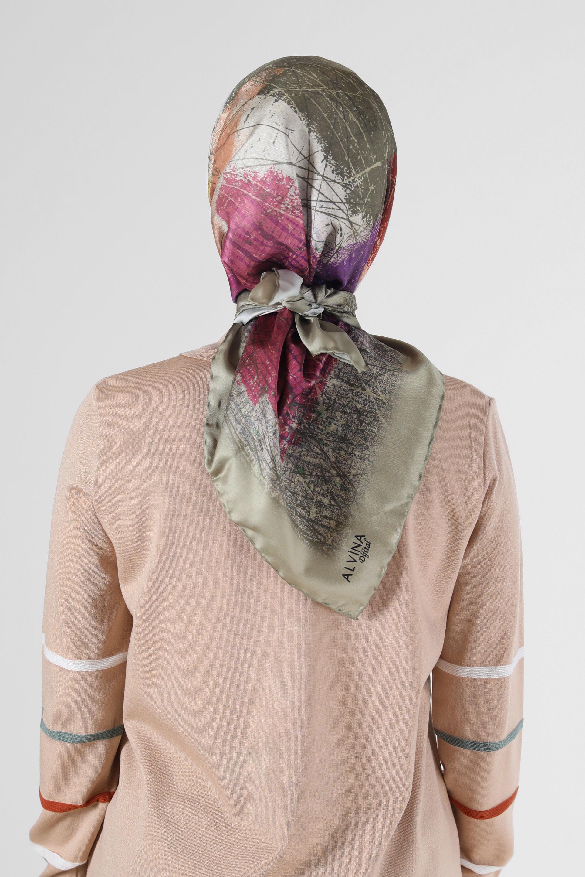 Tesettür giyim HAKİ 8087 ALVİNA DİJİTAL EŞARP (PRM)