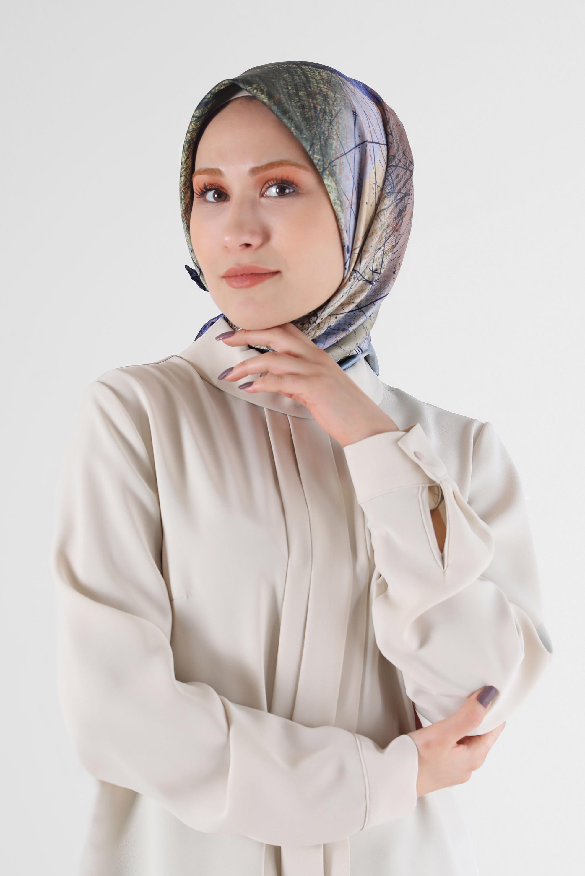 Tesettür giyim LACİVERT 8087 ALVİNA DİJİTAL EŞARP (PRM)