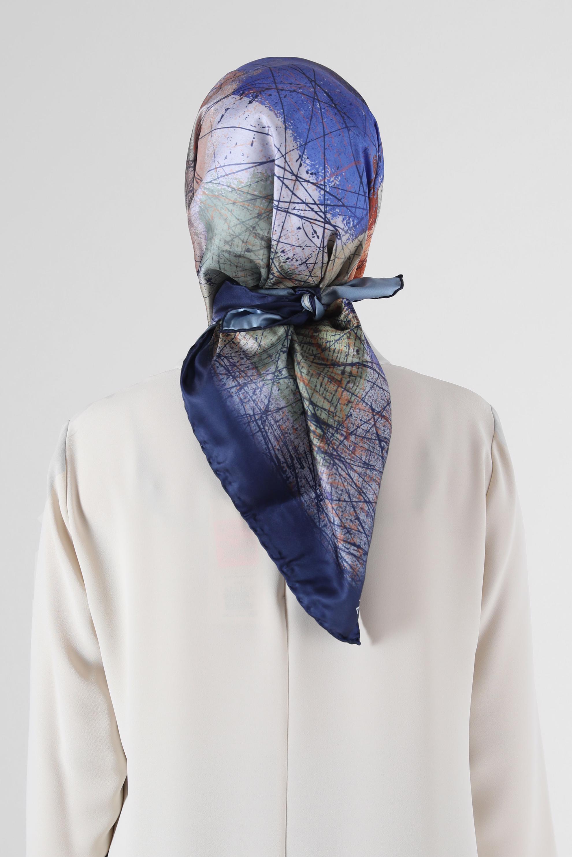 Tesettür giyim LACİVERT 8087 ALVİNA DİJİTAL EŞARP (PRM)