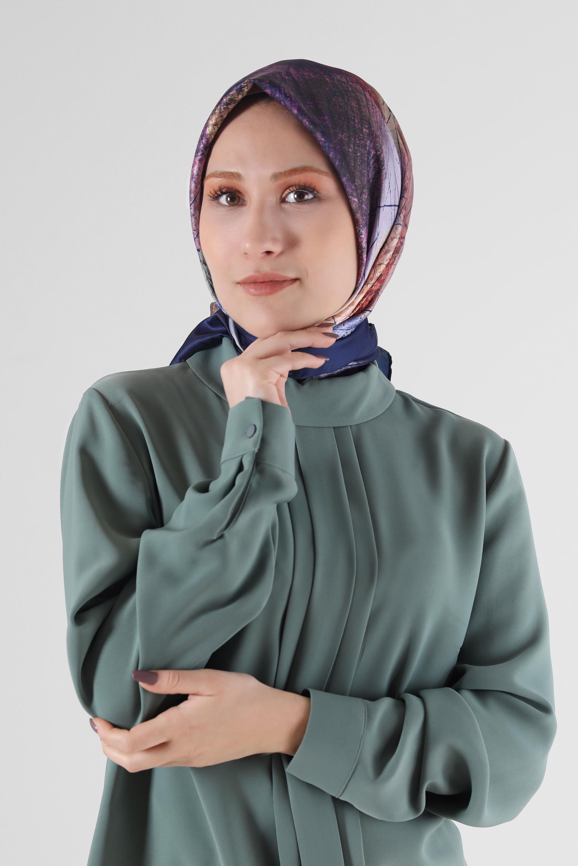 Tesettür giyim LACİVERT 8087 ALVİNA DİJİTAL EŞARP (PRM)