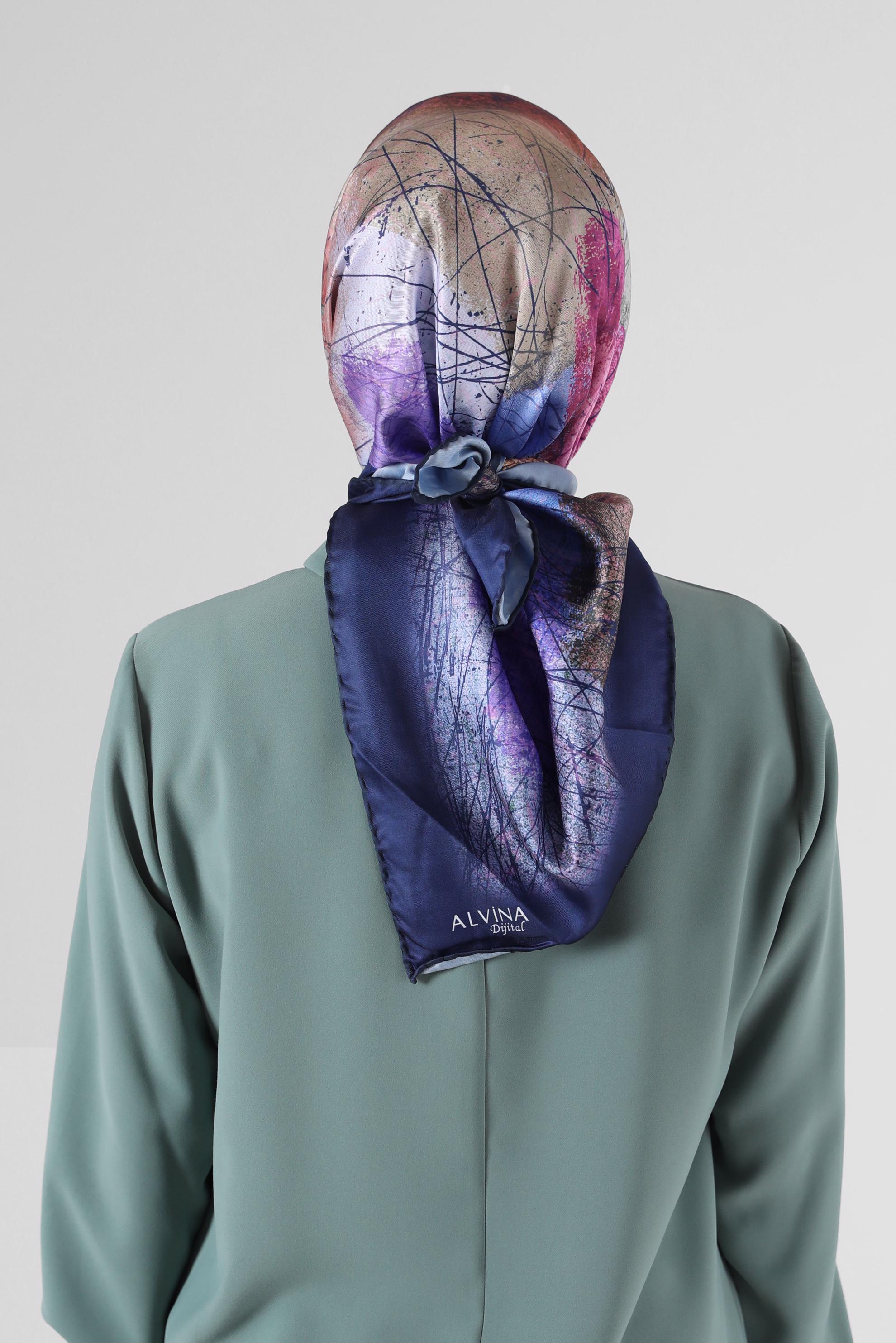 Tesettür giyim LACİVERT 8087 ALVİNA DİJİTAL EŞARP (PRM)