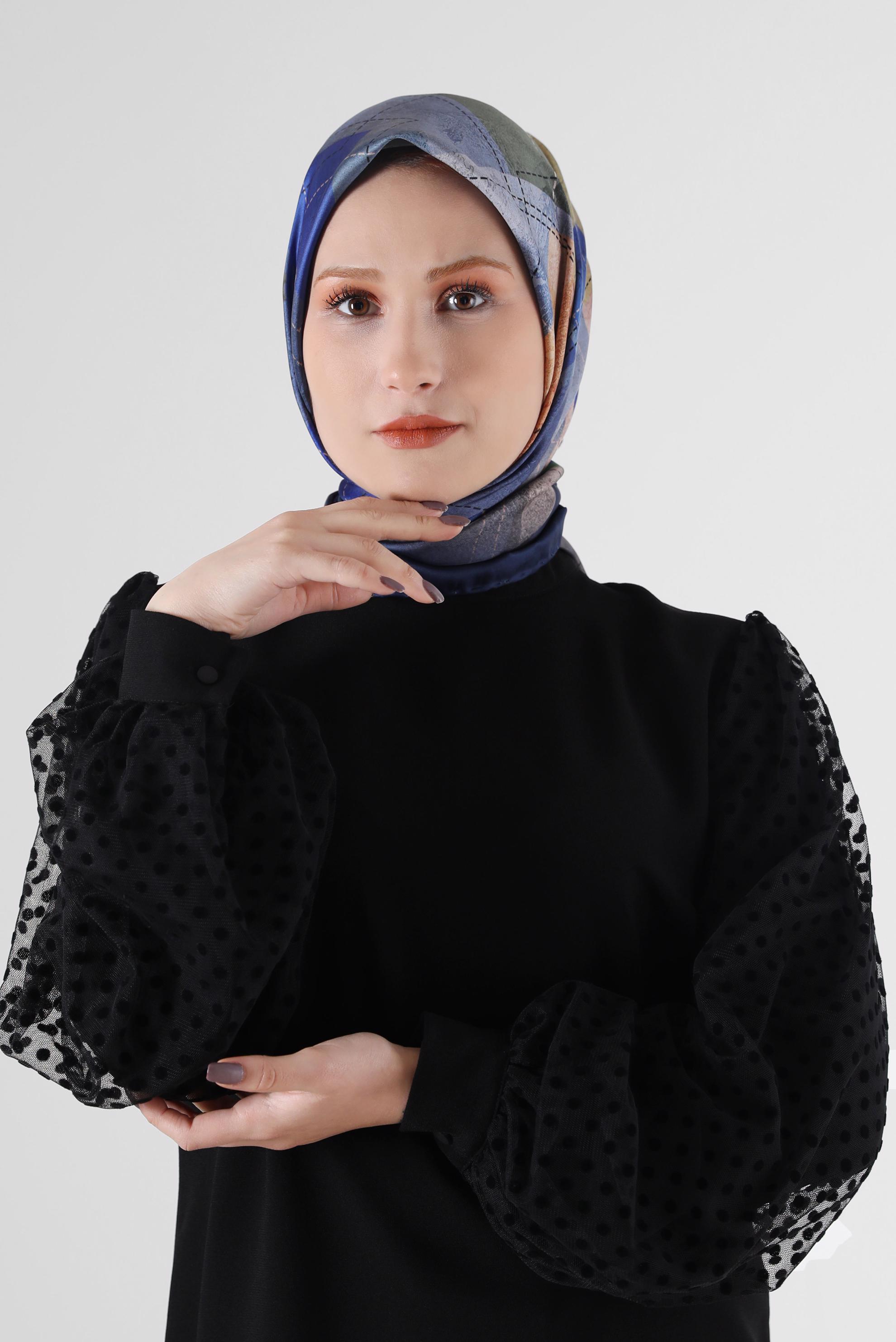 Hijab clothing NAVY BLUE ALVINA PATTERNED HEADSCARF 8088 