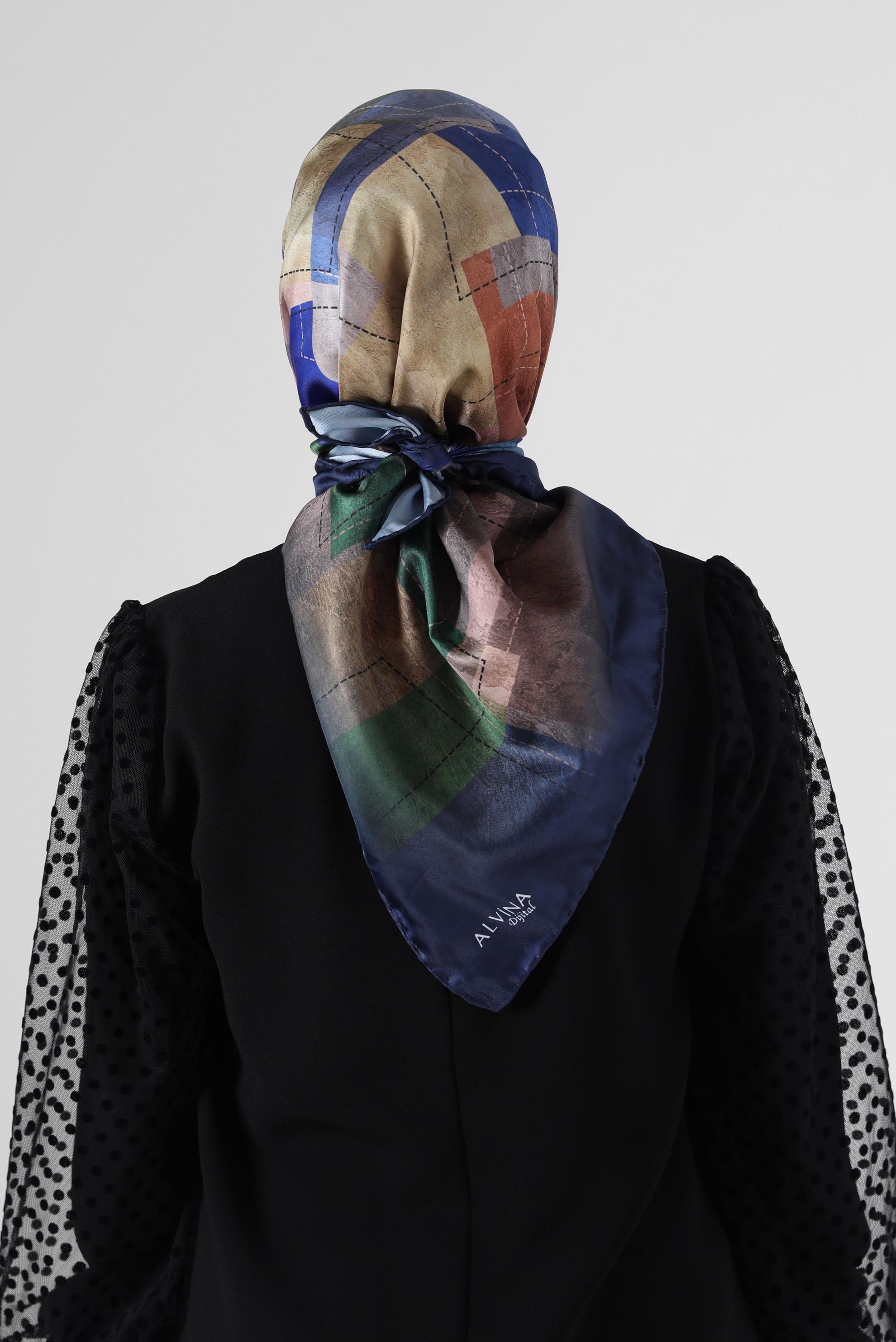Hijab clothing NAVY BLUE ALVINA PATTERNED HEADSCARF 8088 