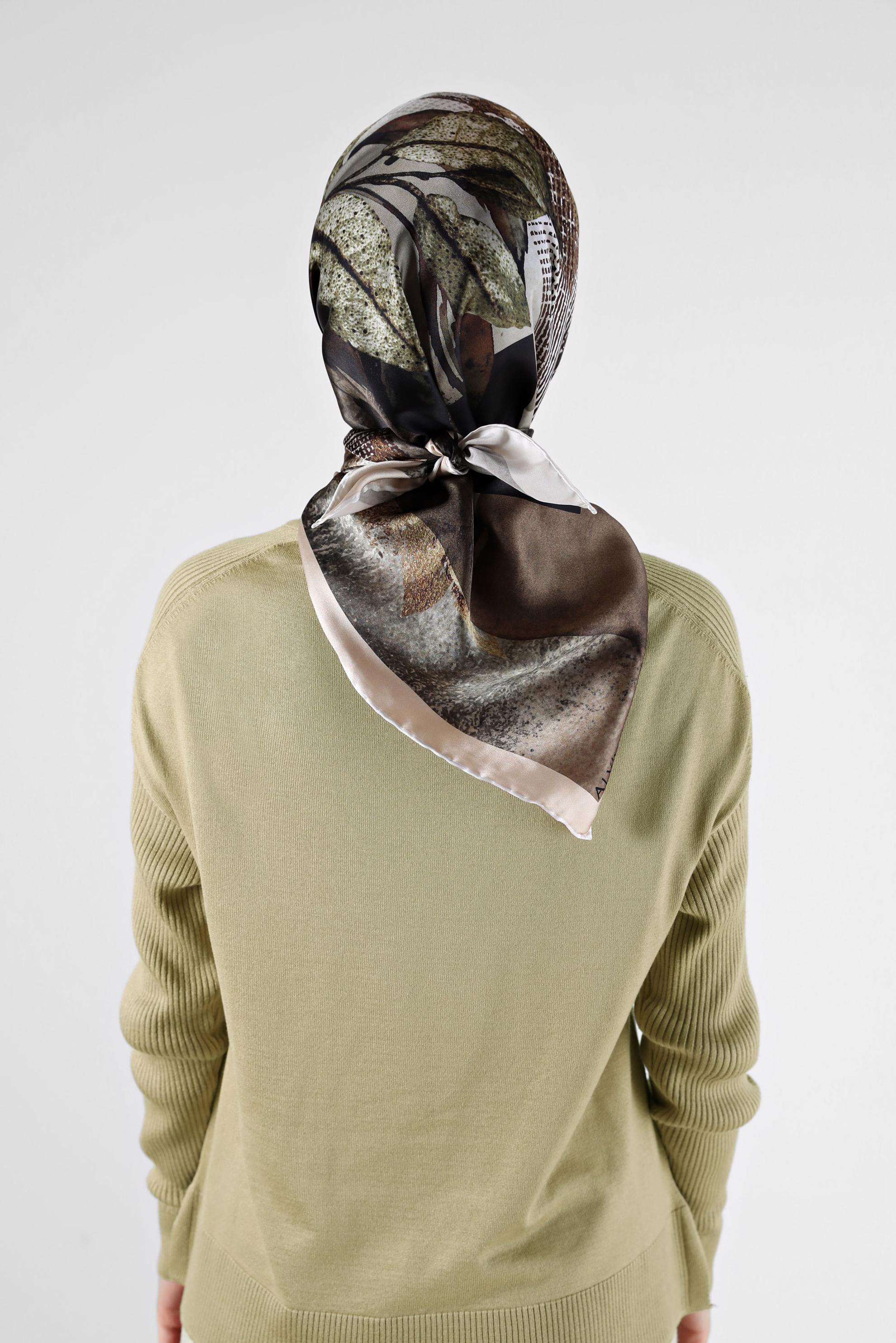 Tesettür giyim BEJ ALVİNA İPEK EŞARP 23984 