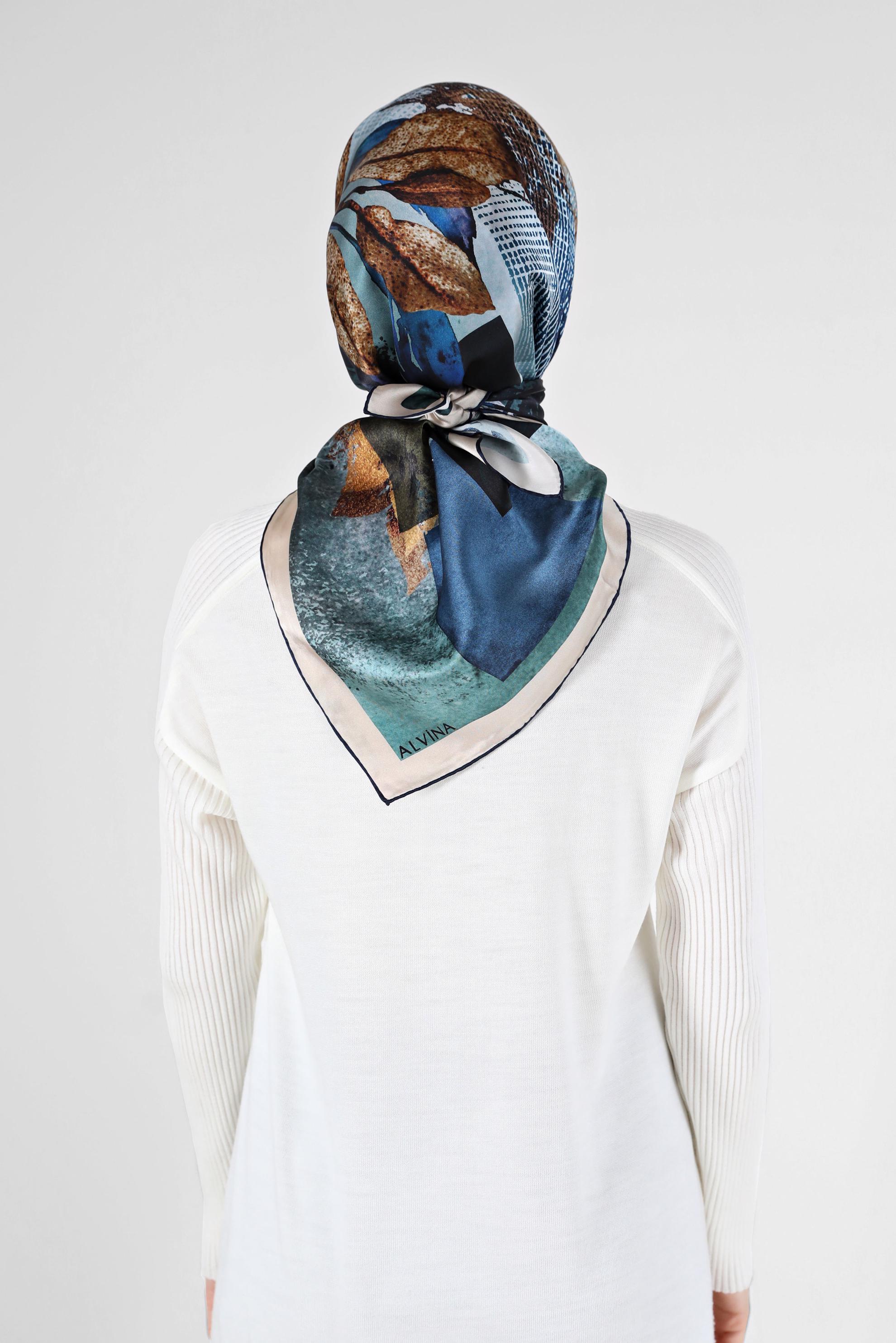 Tesettür giyim LACİVERT ALVİNA İPEK EŞARP 23984 