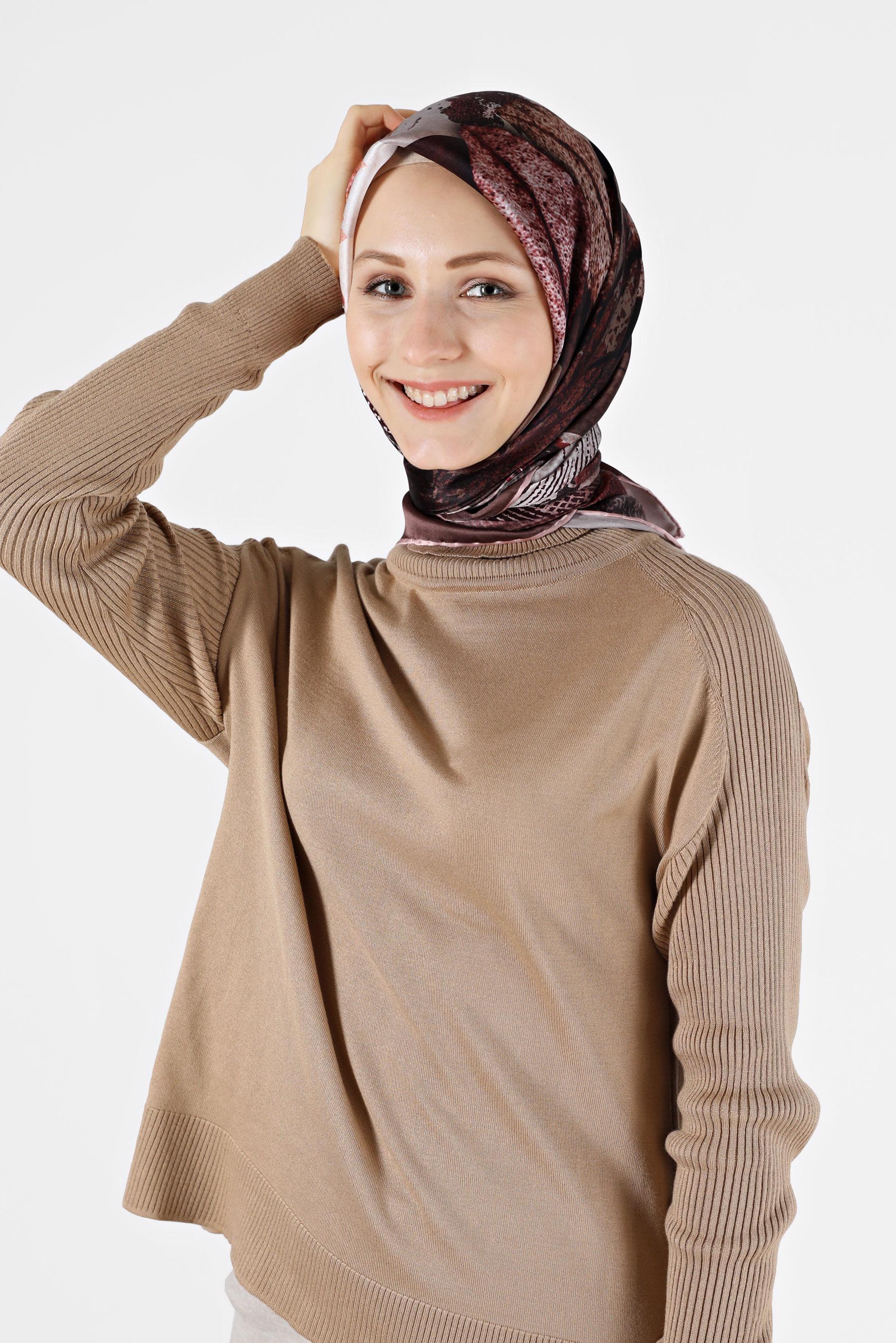 Tesettür giyim PUDRA ALVİNA İPEK EŞARP 23984 