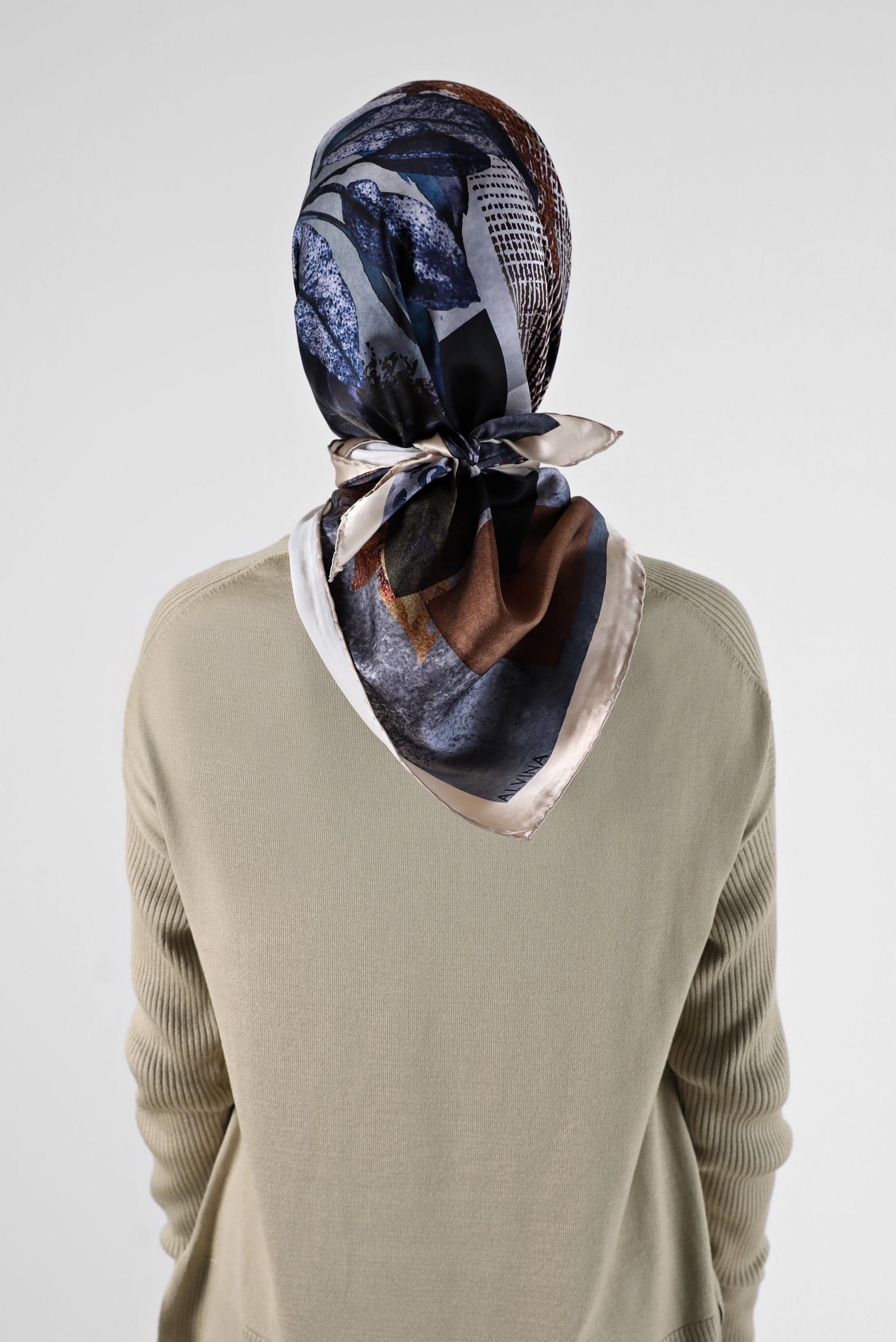 Tesettür giyim VİZON ALVİNA İPEK EŞARP 23984 