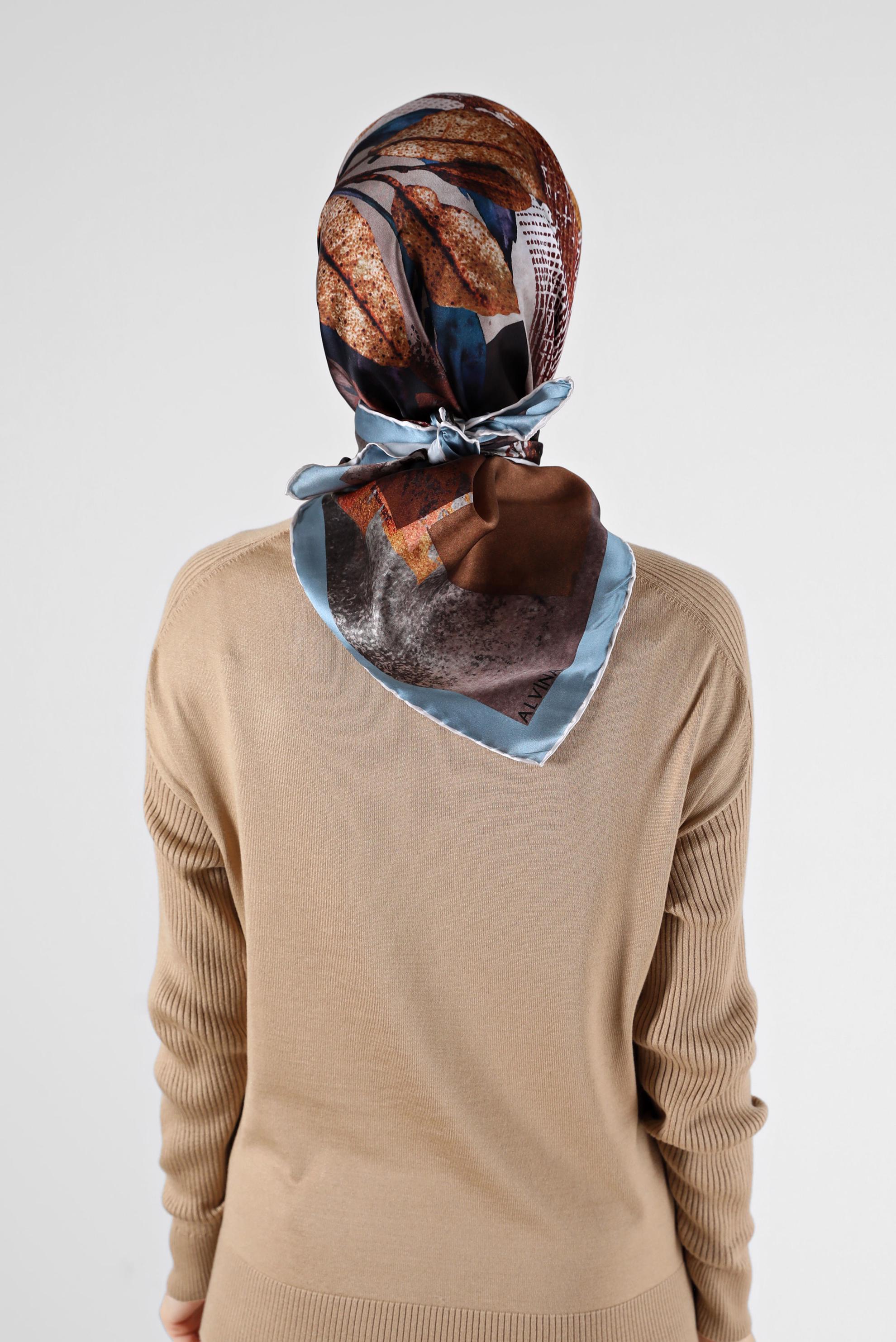 Tesettür giyim LACİVERT ALVİNA İPEK EŞARP 23984 