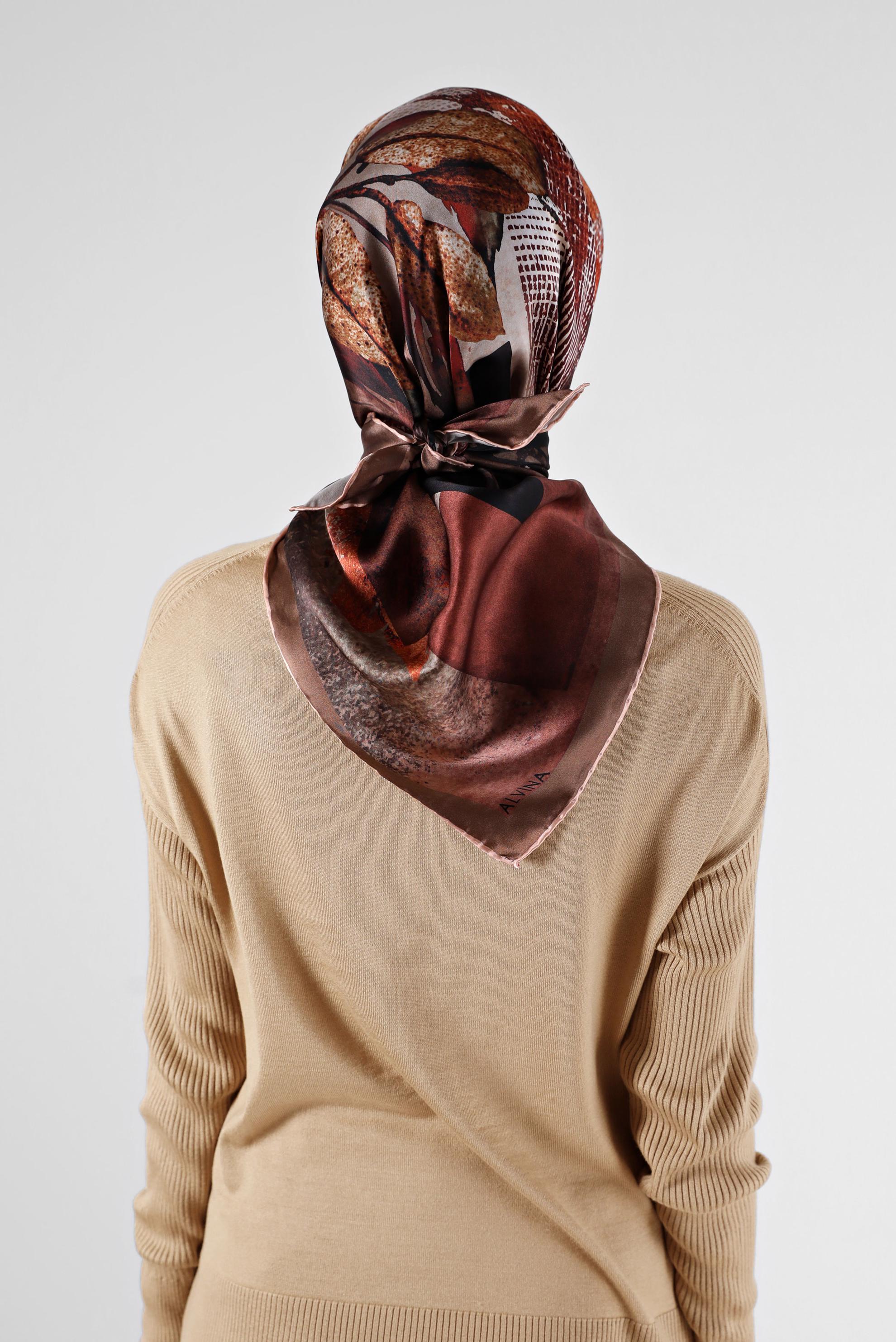 Tesettür giyim PUDRA ALVİNA İPEK EŞARP 23984 