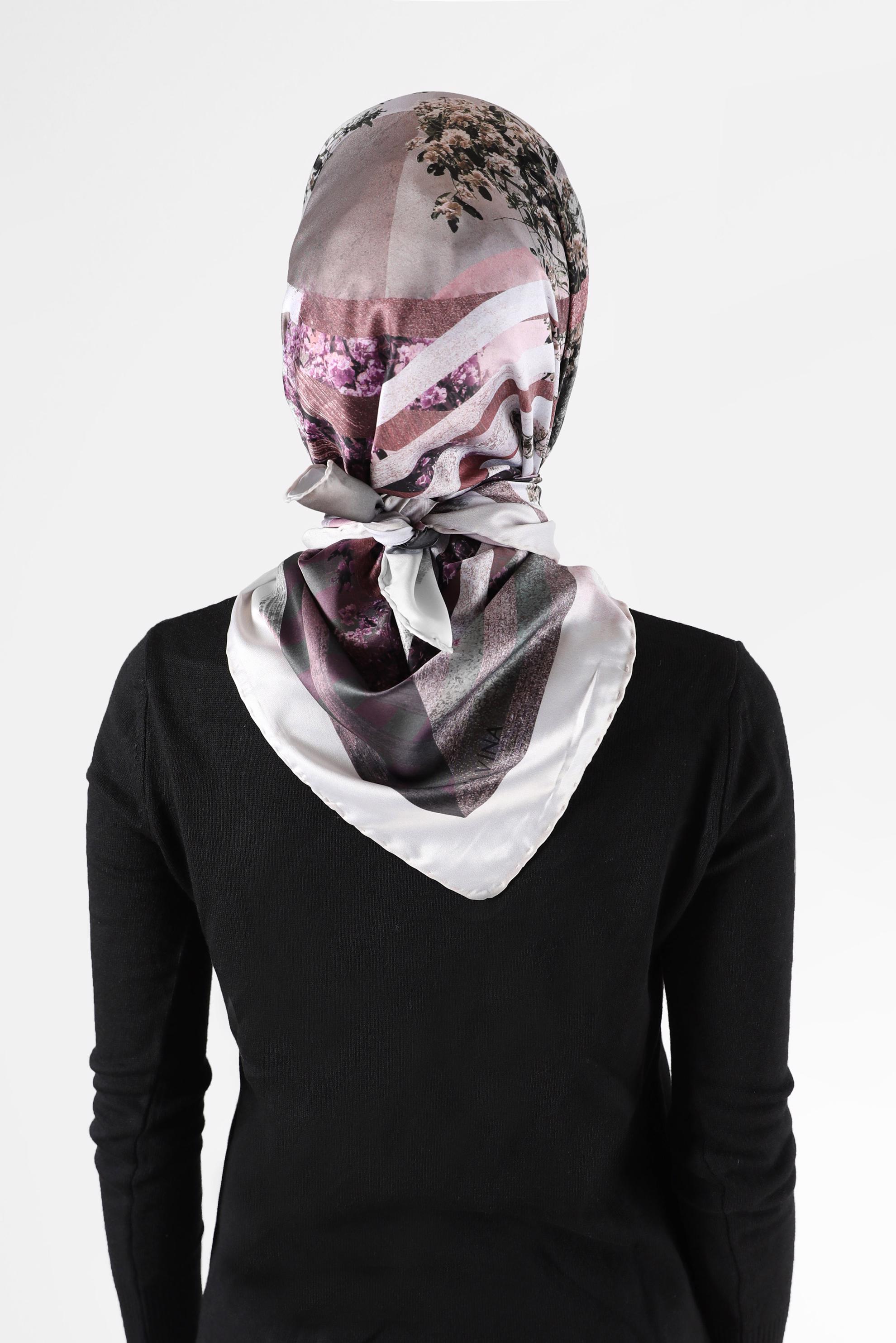 Tesettür giyim BEJ ALVİNA DESENLİ DİJİTAL EŞARP 23987 