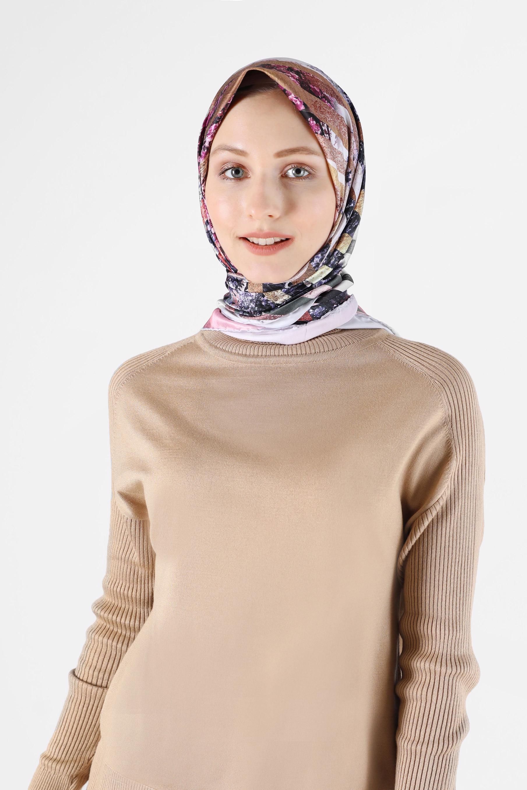 Tesettür giyim MOR ALVİNA DESENLİ DİJİTAL EŞARP 23987 